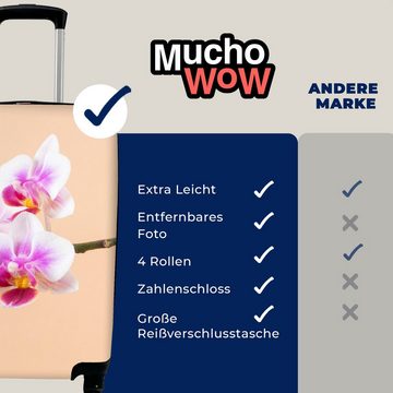 MuchoWow Handgepäckkoffer Weiße und rosa Orchidee, 4 Rollen, Reisetasche mit rollen, Handgepäck für Ferien, Trolley, Reisekoffer