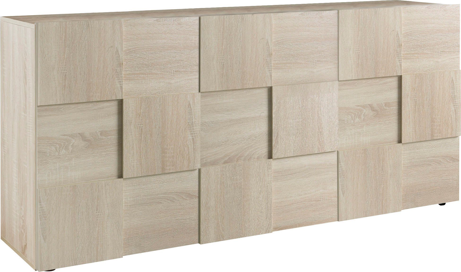 Home affaire Sideboard Dama Breite 181, Kommode 3 Türen, Anrichte, Front in 3D-Optik, viel Stauraum, verschiedene Farben