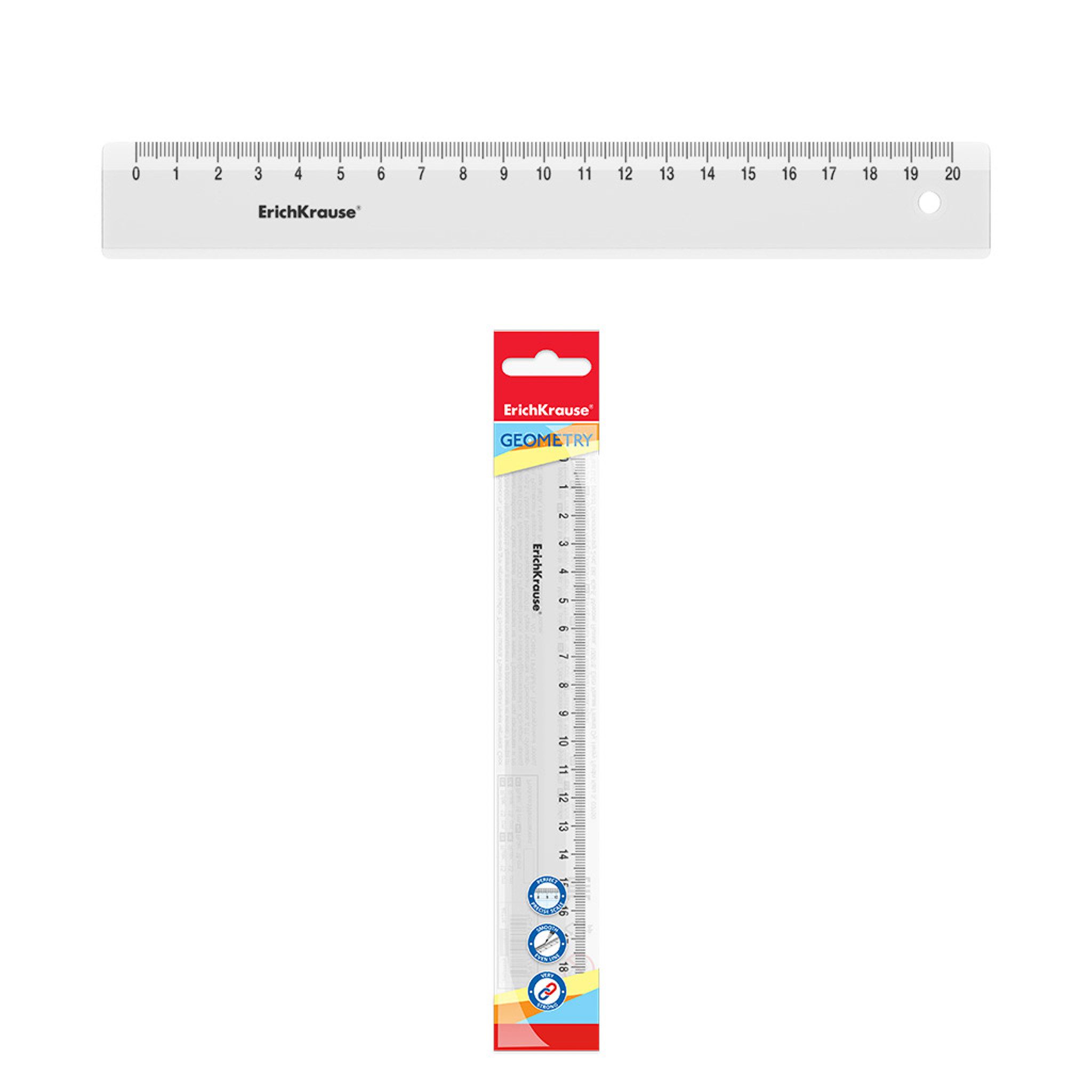 Erich Krause Lineal, Lineal 20cm Kunststoff 1 Stück Klar transparent