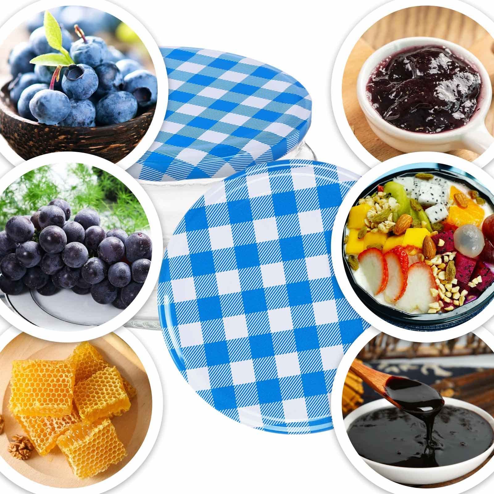 Youyijia Deckel 100 Stück Twist Off Deckel Ersatzdeckel Verschlüsse Schraubdeckel Blau