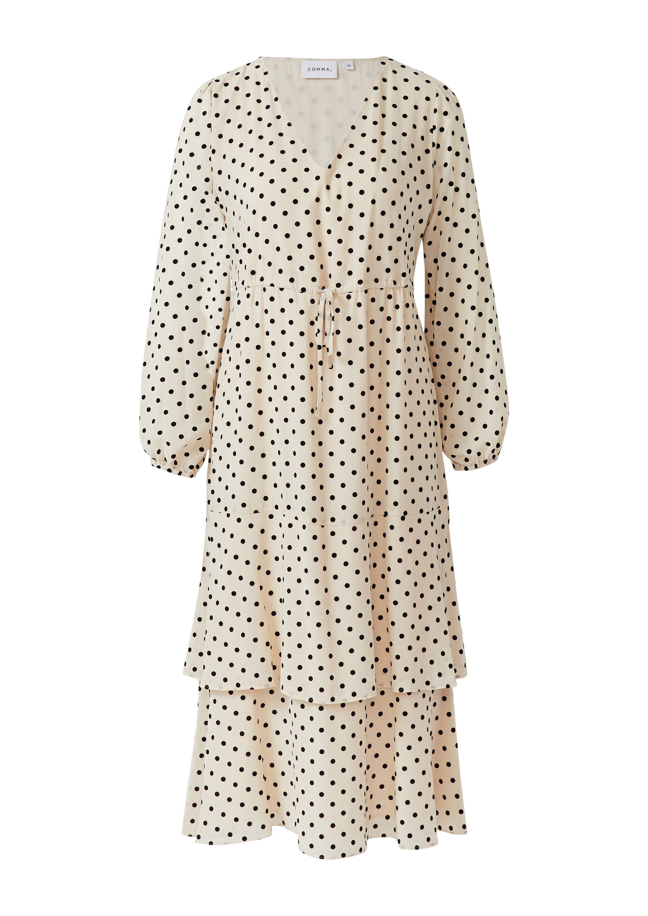 comma Midikleid Kleid Midi-Chiffonkleid mit Polka günstig online kaufen