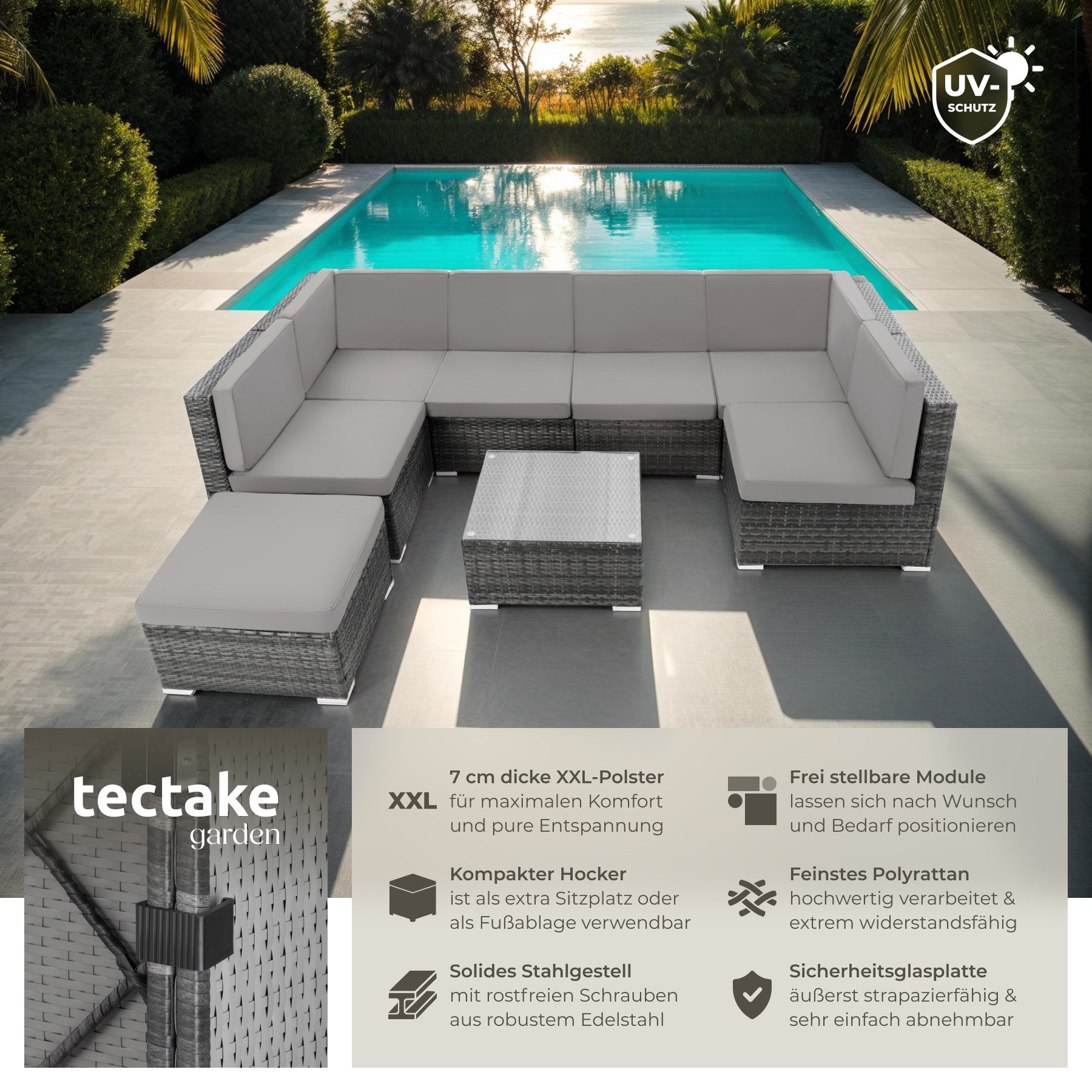 tectake Loungeset Rattan Lounge, (Set., 8-tlg), günstig online kaufen
