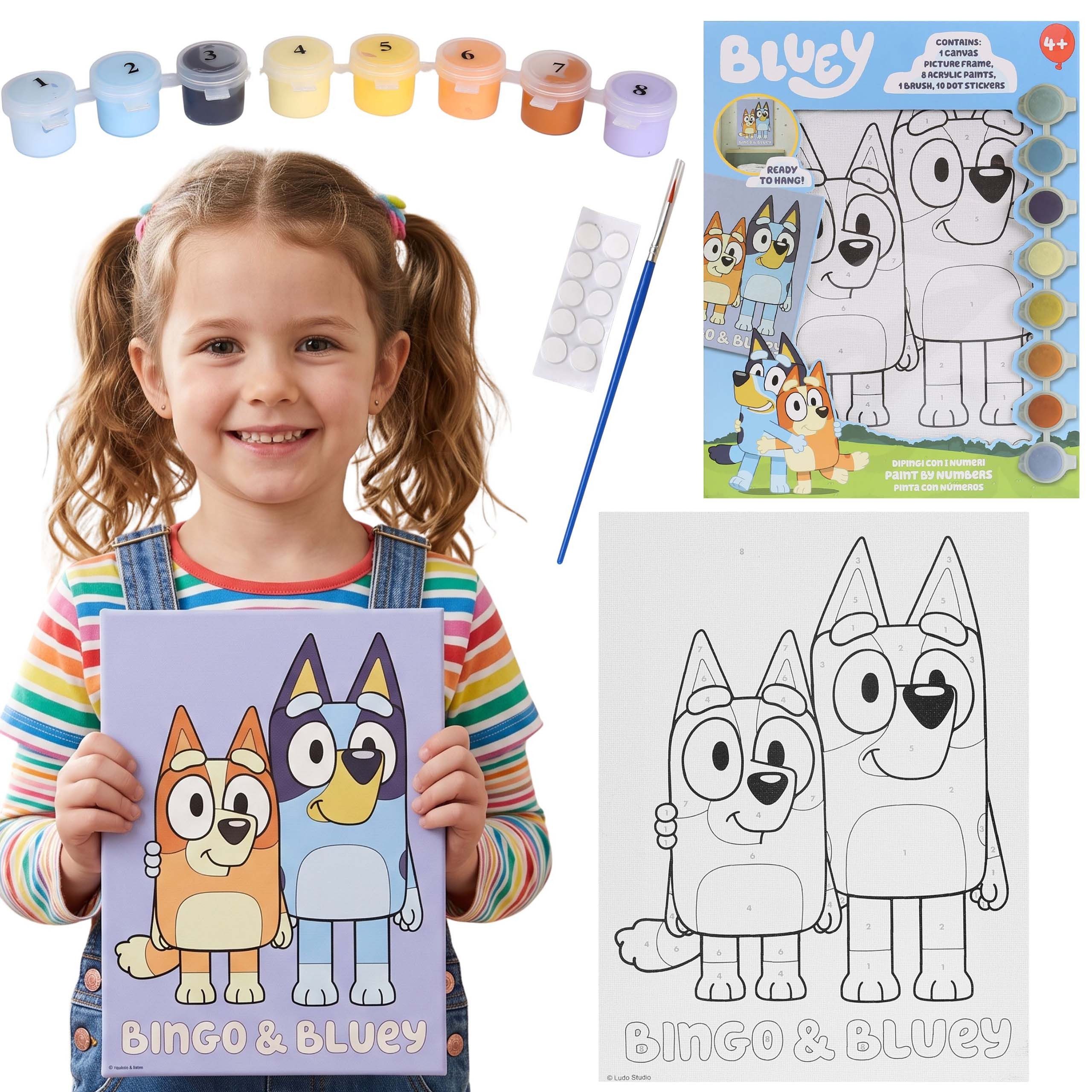 Sarcia.eu Malen nach Zahlen Bluey Malen NACH ZAHLEN auf Leinwand, Kinder Kreativset, Kunstset