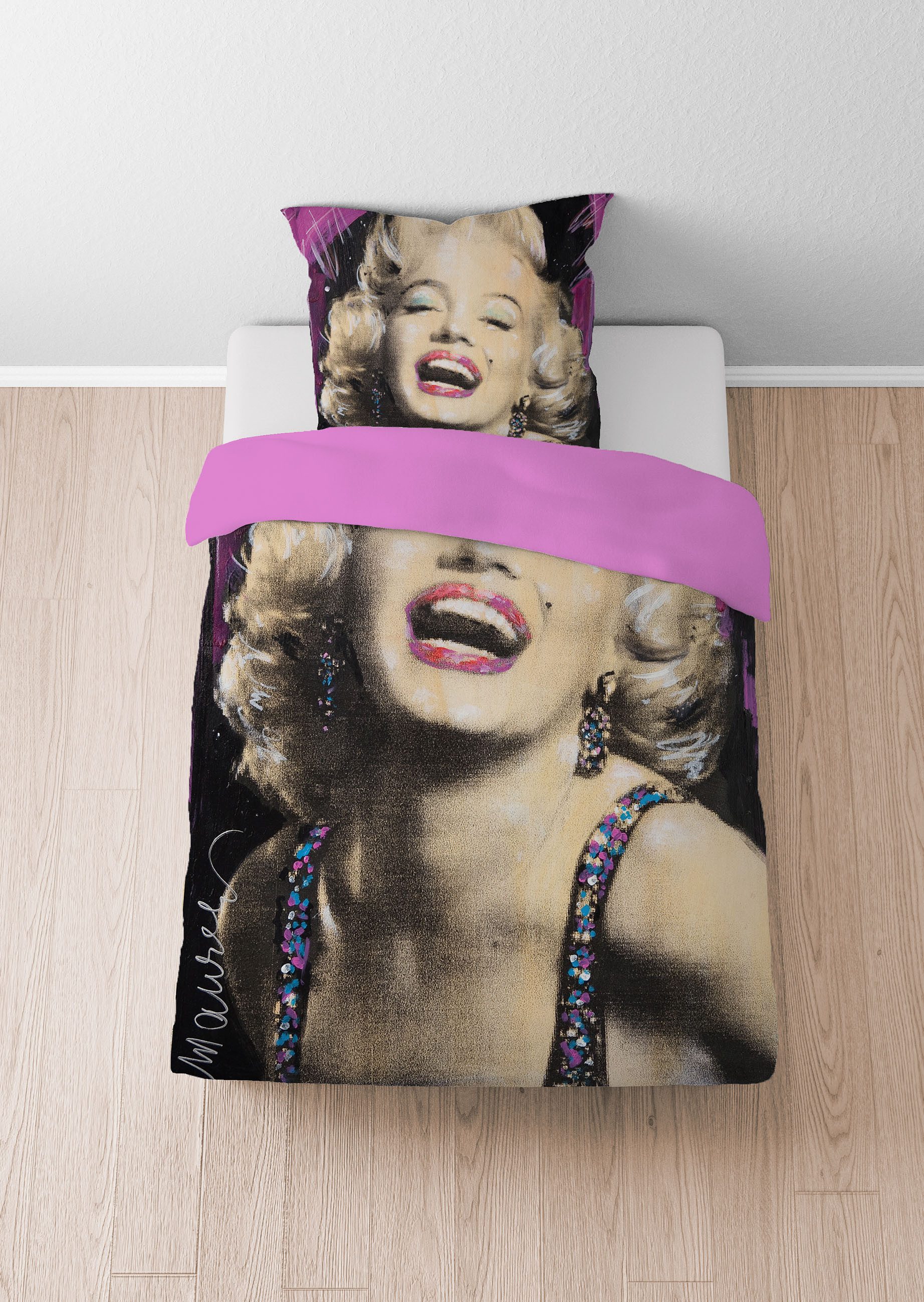 Castell - Markenbettwäsche Wendebettwäsche 561802 Marilyn Monroe - Sid Maurer, Microfaser, 2 teilig, feiner Glanz + weicher Griff, pflegeleicht, ganzjährig eins – Bild 2 von 5