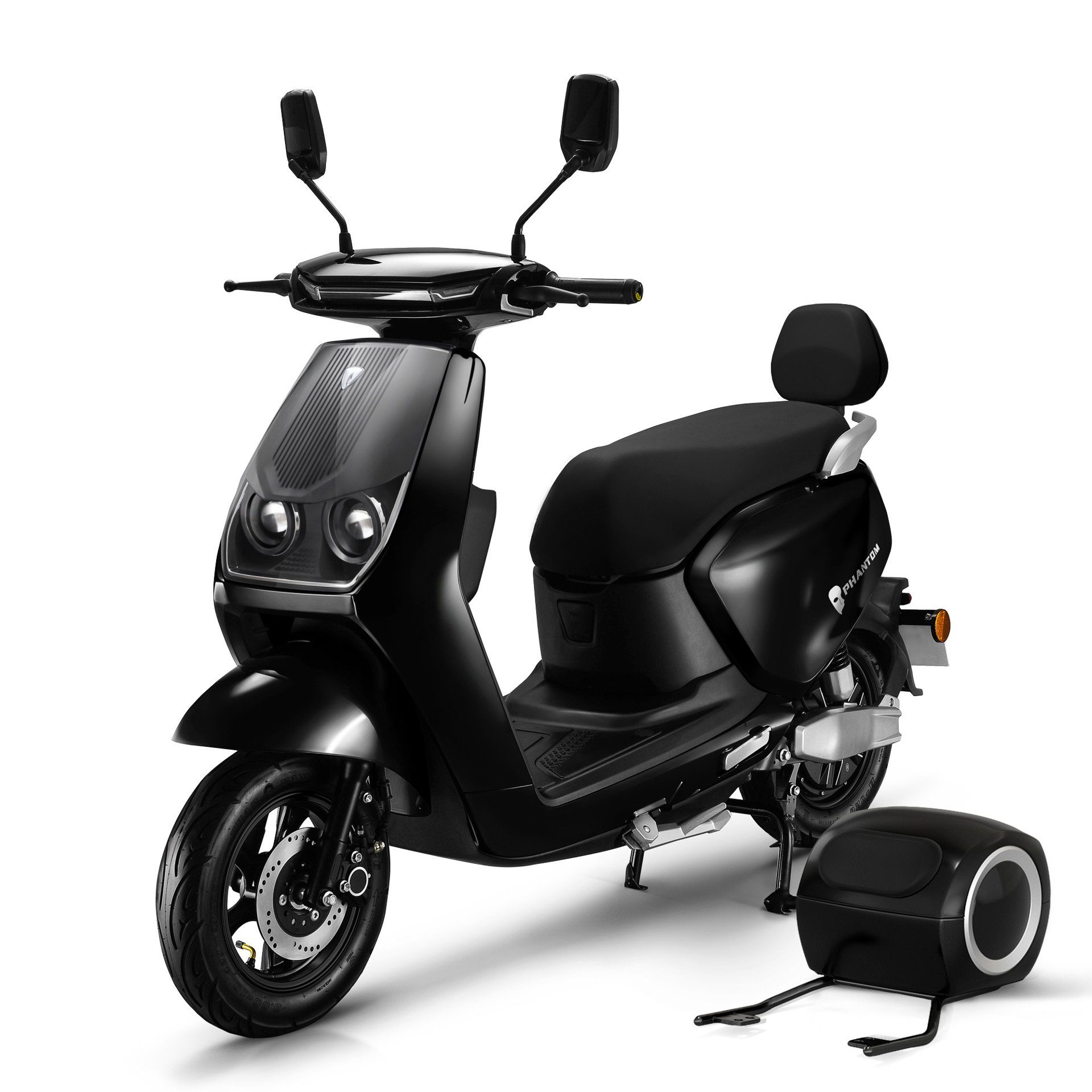 GGMMÖBEL E-Motorroller Phantom E-Roller E Moped 24Ah Lithium, E Motorroller, 1500,00 W, 45 km/h, Angel-Eyes, Topcase, Alarmanlage, USB Anschluss für Handy, Rückenlehne