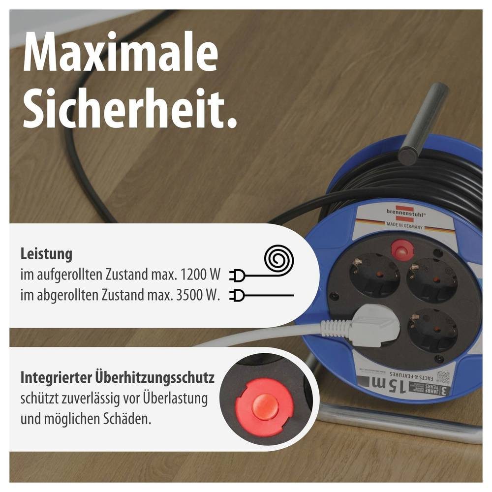 Brennenstuhl Garant Kompakt Kabeltrommel 15m 1079180004 Kabeltrommel – Bild 4 von 5