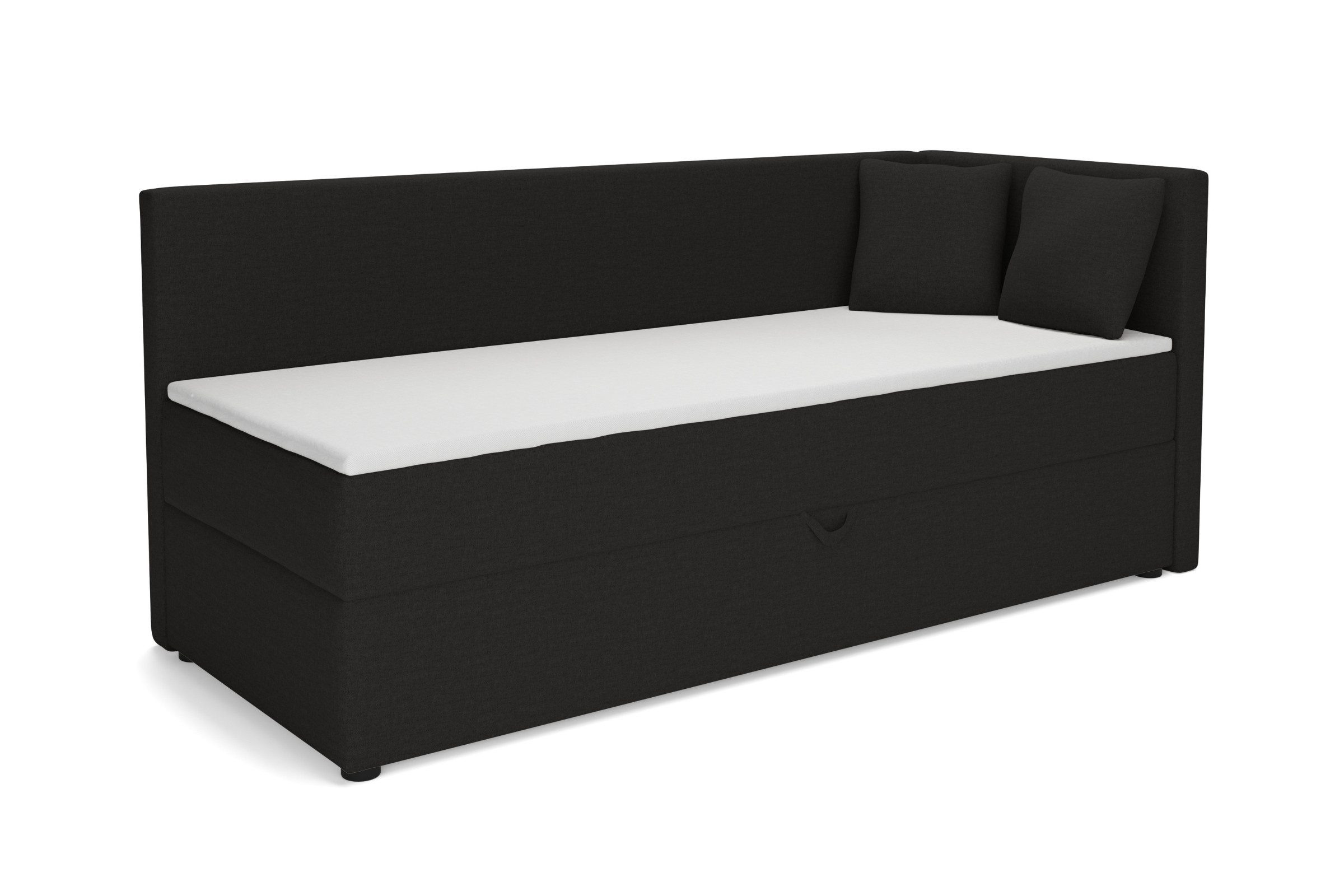 Deine Möbel 24 Boxspringbett NEVY, Tagesbett mit Bettkasten, Kopfteil rechts oder links wählbar (ideal für Jugendliche & Erwachsene, 1-St., Jugendbett ideal als Tagesbett und Schlafplatz), Boxbett 90x200 100x200, in Creme, Grau, Dunkelgrau, Graphit, Schwarz