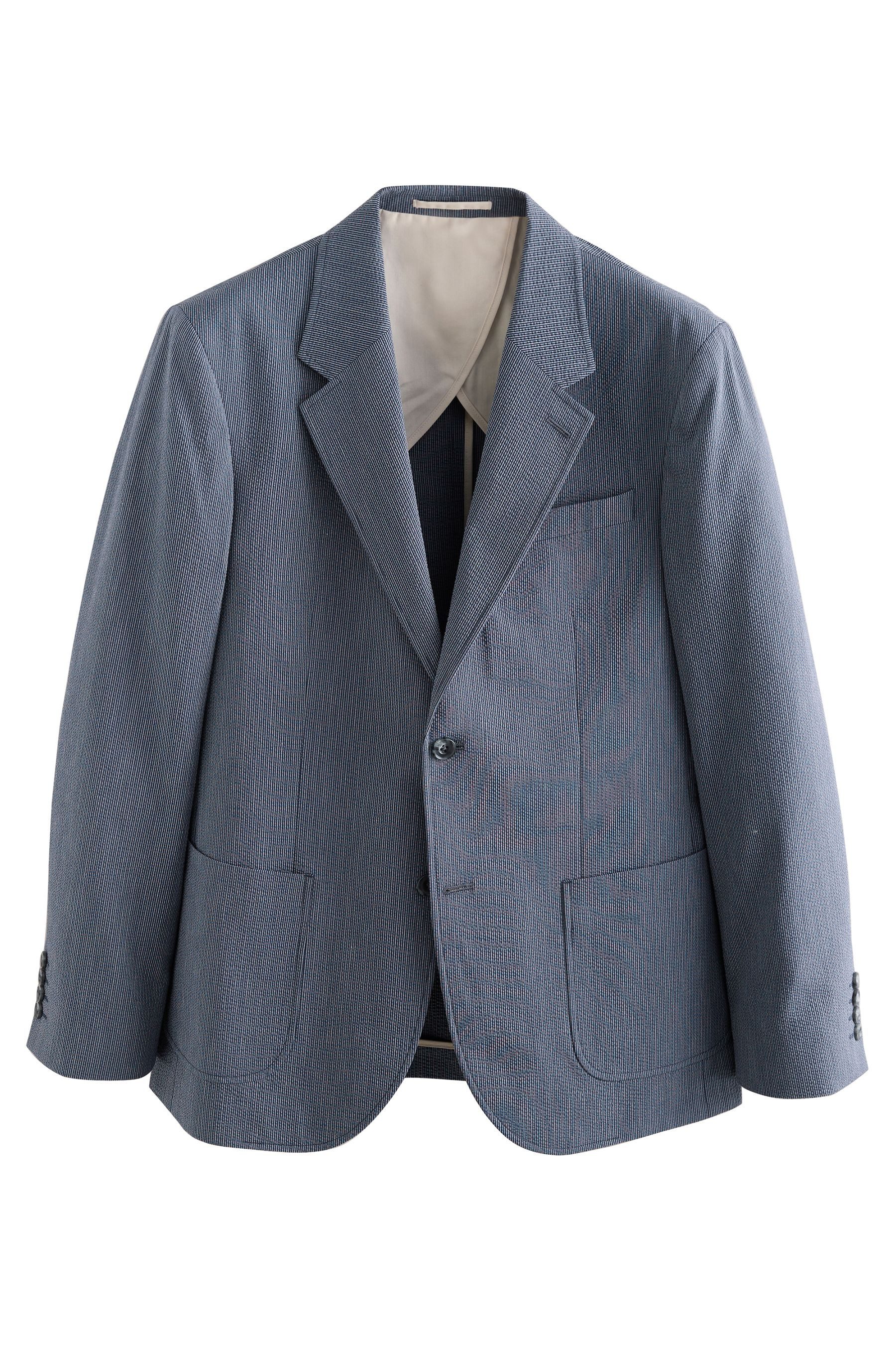 Next Sakko Slim Fit Seersucker-Anzugsakko mit Streifen (1-tlg)