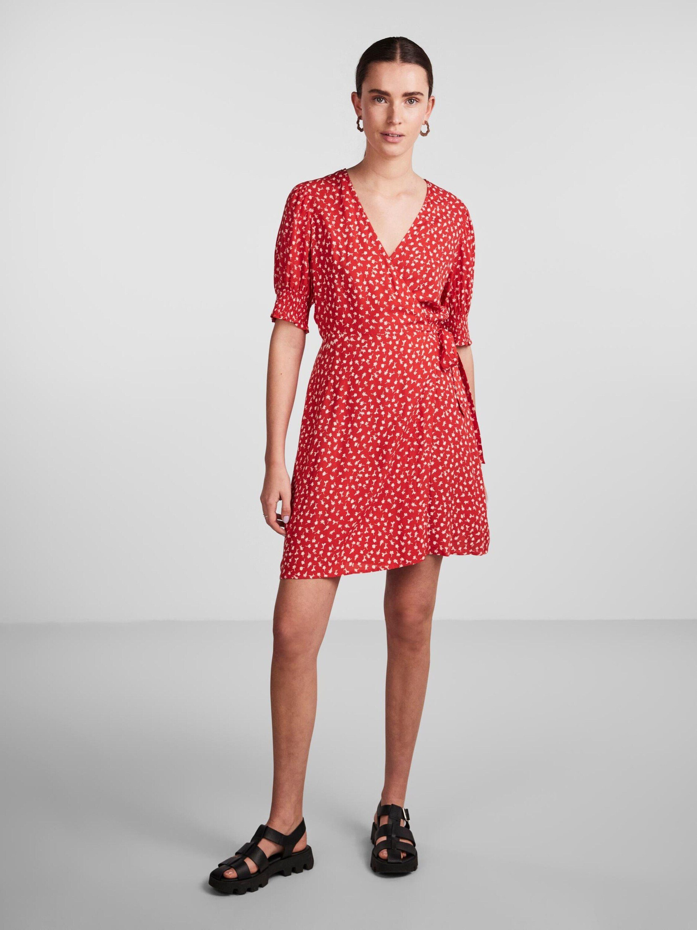 pieces Sommerkleid Tala (1-tlg) Drapiert/gerafft, high risk Wickel-Design red