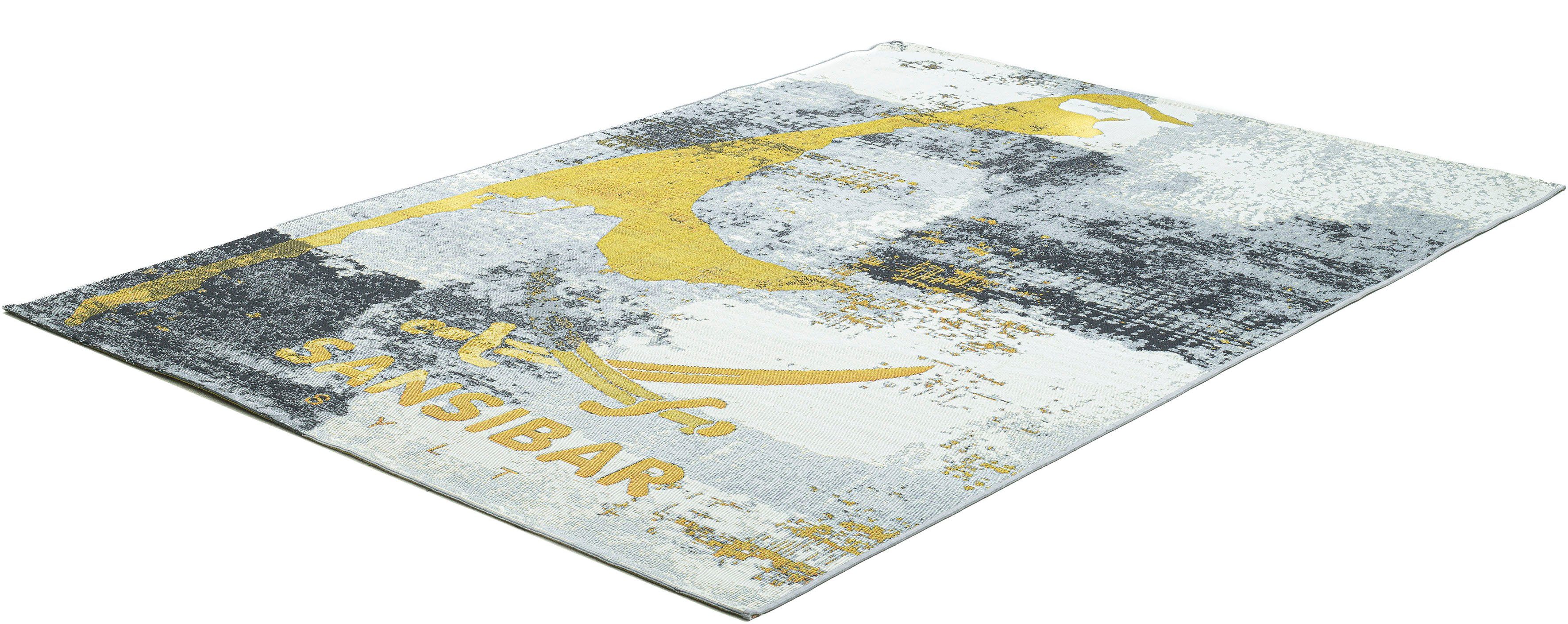 Sansibar Teppich Rantum Beach SA-028, rechteckig, Höhe: 3 mm, Flachgewebe, modernes Design, Motiv Sylt, In- und Outdoor geeignet