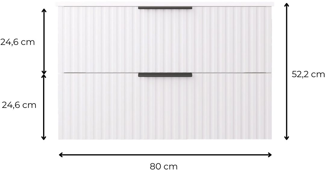 welltime TIBU vanity unit with sink. 2 drawers. 2 widths (60/80cm) and 4 colors, bathroom cabinet with sink, soft-close mechanism, dimensions W/H/D: 81.5/53/47 cm