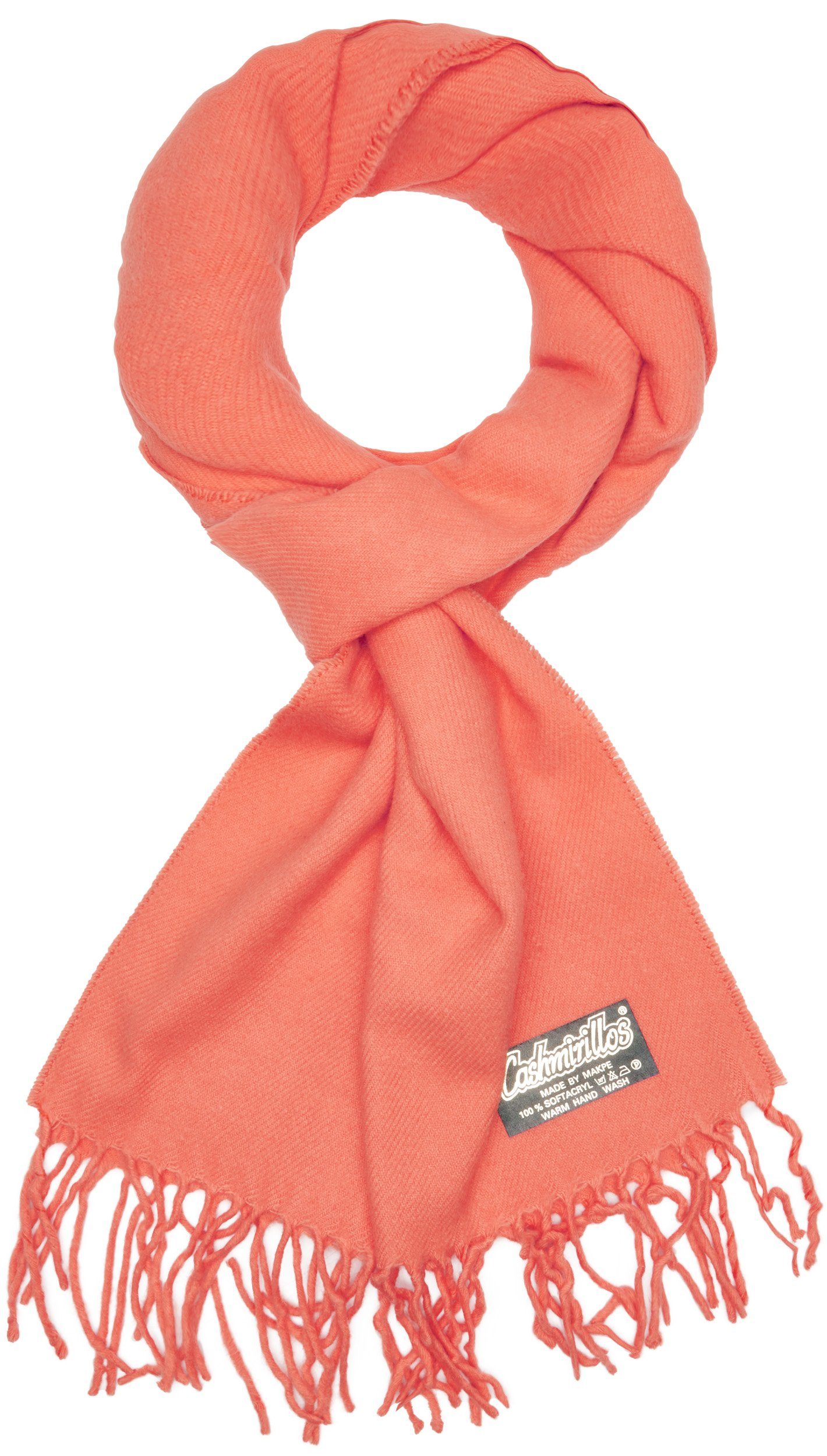 BRUBAKER Schal Cashmirillo Kuschelschal 30/40 x 180 cm Lang Leicht Warm Kuschelig, (Uni-Farben, 1-St. Herbst und Winterschal), Stola Tuch Schal mit Fransen für Damen und Herren