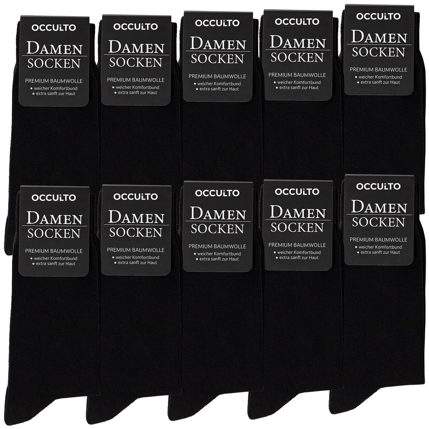 OCCULTO Businesssocken Damen Schwarze Носки 10-20er Pack (Modell: Hermine) (10-Paar)