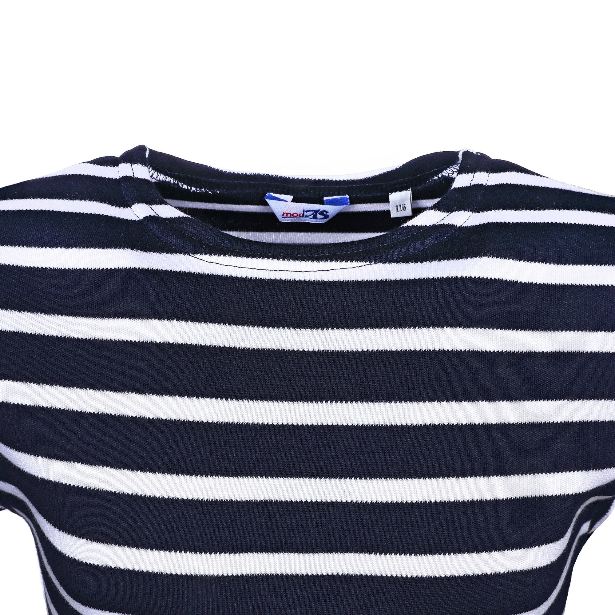 blau für weiß Kinder Jungen modAS mit Mädchen Shirt (05) / Streifen Longsleeve Bretonisches Langarmshirt