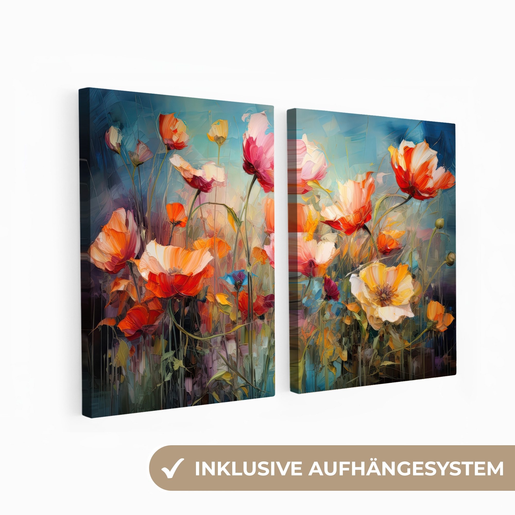 MuchoWow Leinwandbild Blumen - Bunt - günstig online kaufen