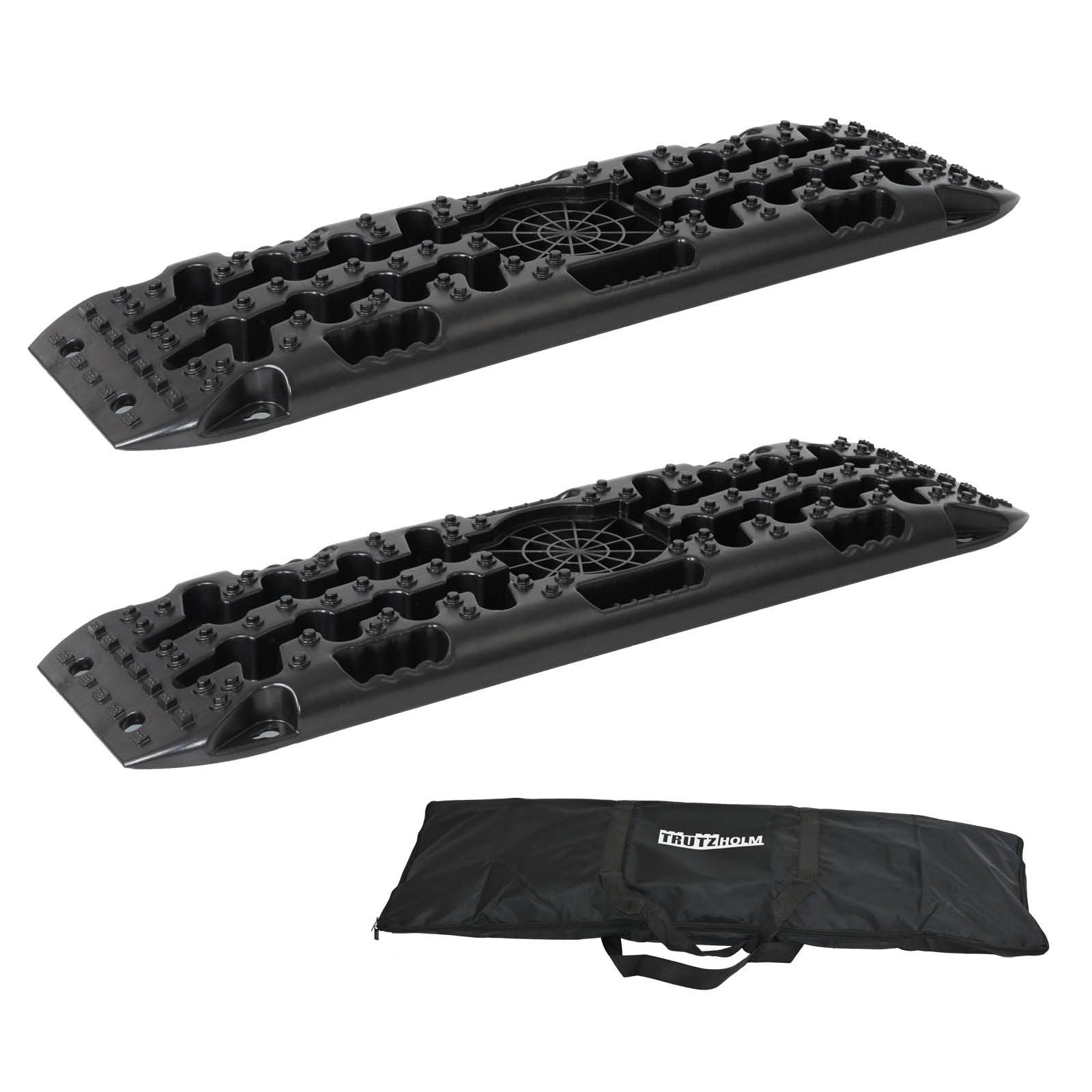 TRUTZHOLM Auffahrrampe 2 x Anfahrhilfe 106 x 31 x 6 cm 5t Tragkraft Traktionshilfe mit Tasche (2er Set), Hohe Tragkraft, Rutschfeste Oberfläche