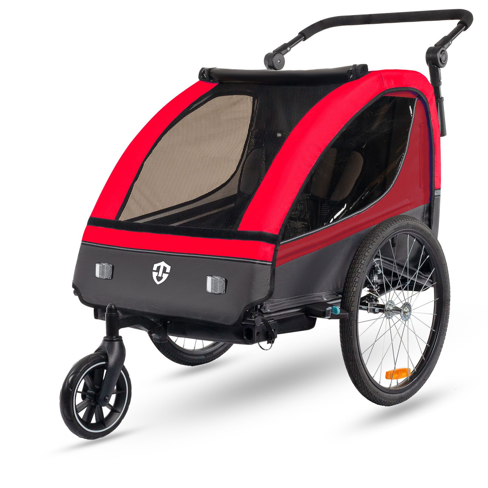 TIGGO Fahrradkinderanhänger Fahrradanhänger Kinderfahrradanhänger mit Buggy Set + Federung, geeignet für 1-2 Kinder