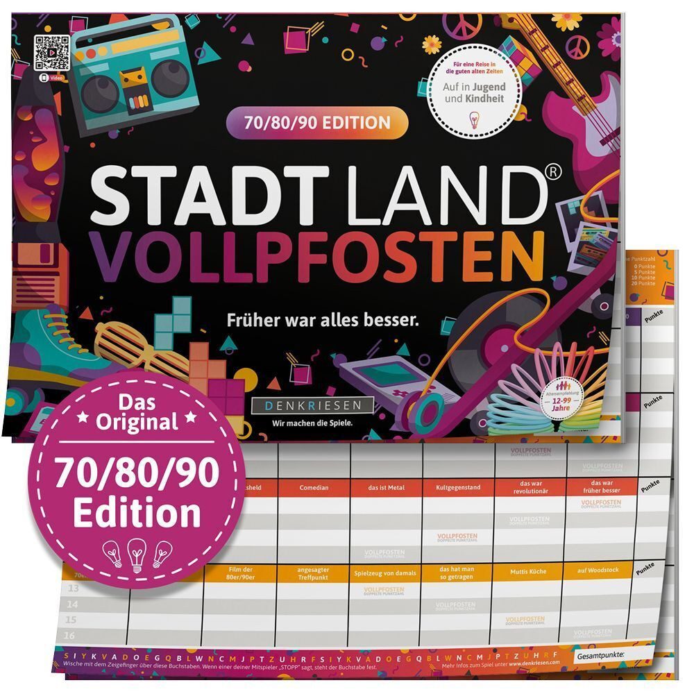 Denkriesen Spiel, Denkriesen - Stadt Land Vollpfosten® 70/80/90 Edition - "Früher war...