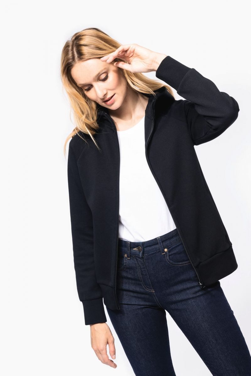 Kariban Kapuzensweatjacke Damenjacke mit Reißverschluss und Kapuze