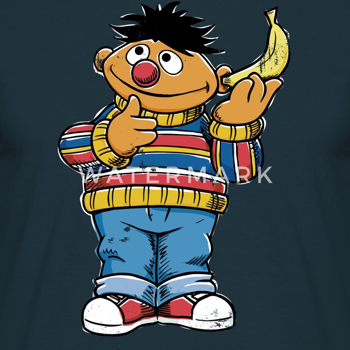 Spreadshirt T-Shirt Sesamstraße Ernie Mit Banane günstig online kaufen