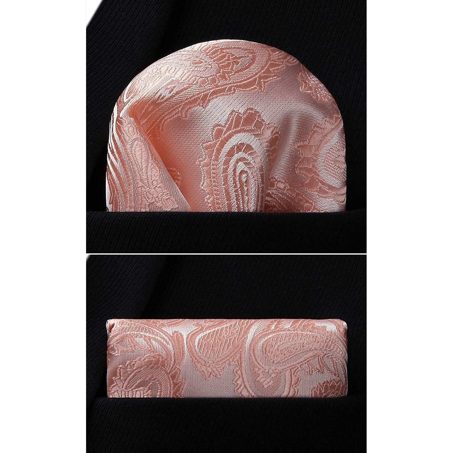 LuxusKollektion Krawatte Krawattenset Herren Hochzeit Einstecktuch Einheitsgröße B-rosa-1