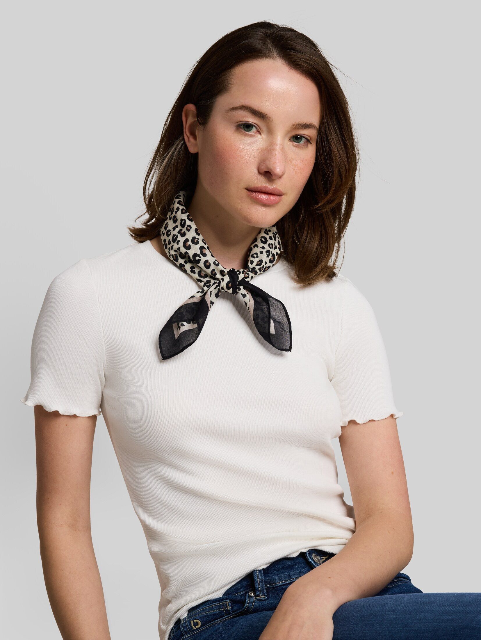 TOM TAILOR Denim Strickschal Accessoire, Bandana Halstuch mit Leo-Print