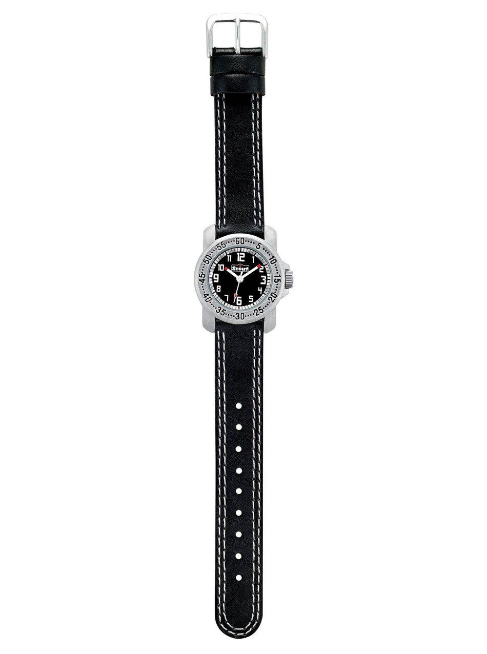 Scout Quarzuhr 280376033 Jungen-Uhr Lernuhr Action Boys Schwarz Analog Quarz