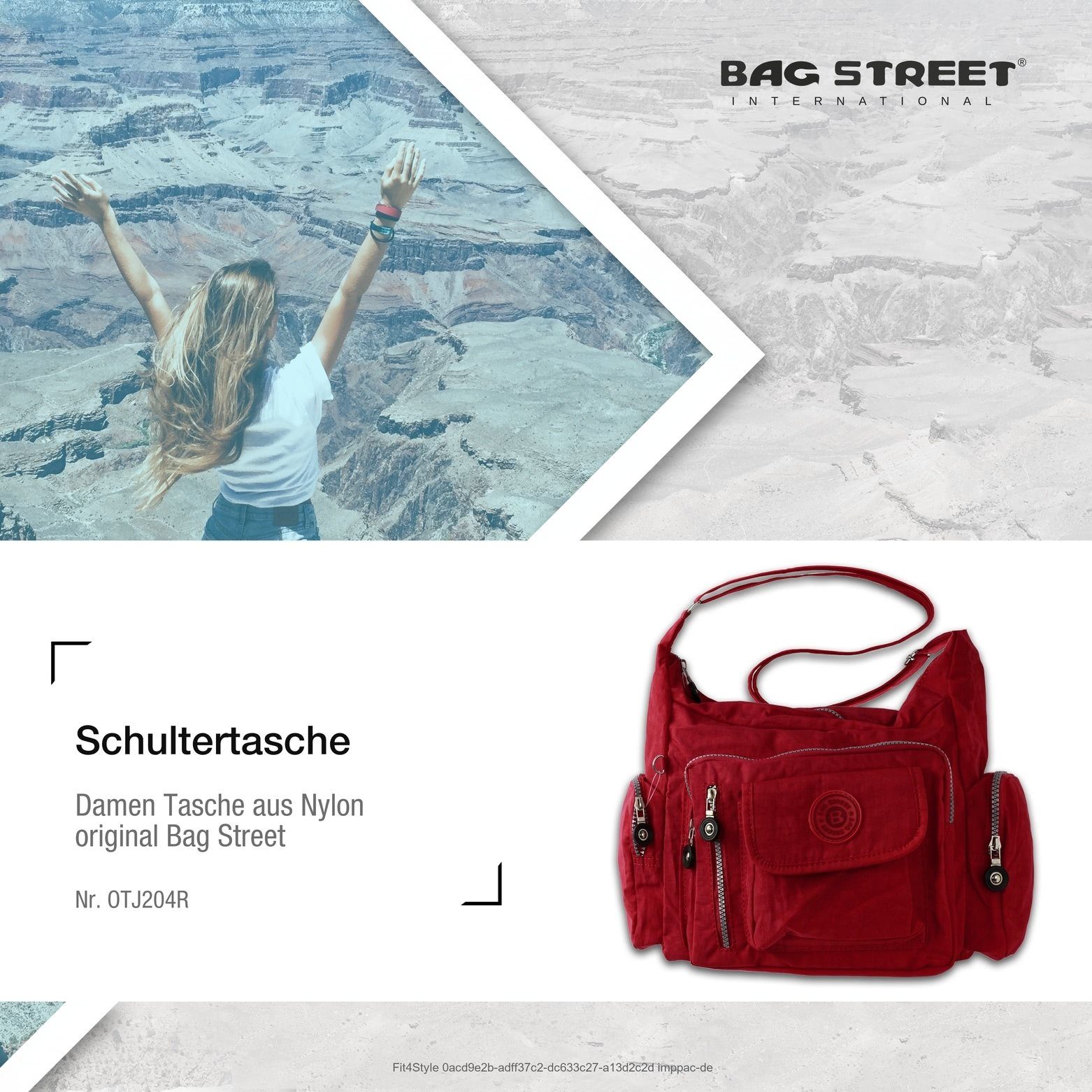 BAG STREET 22cm (Schultertasche), Schultertasche x Schultertasche Bag Street Damenhandtasche Nylon, rot ca. Schultertasche ca. 30cm