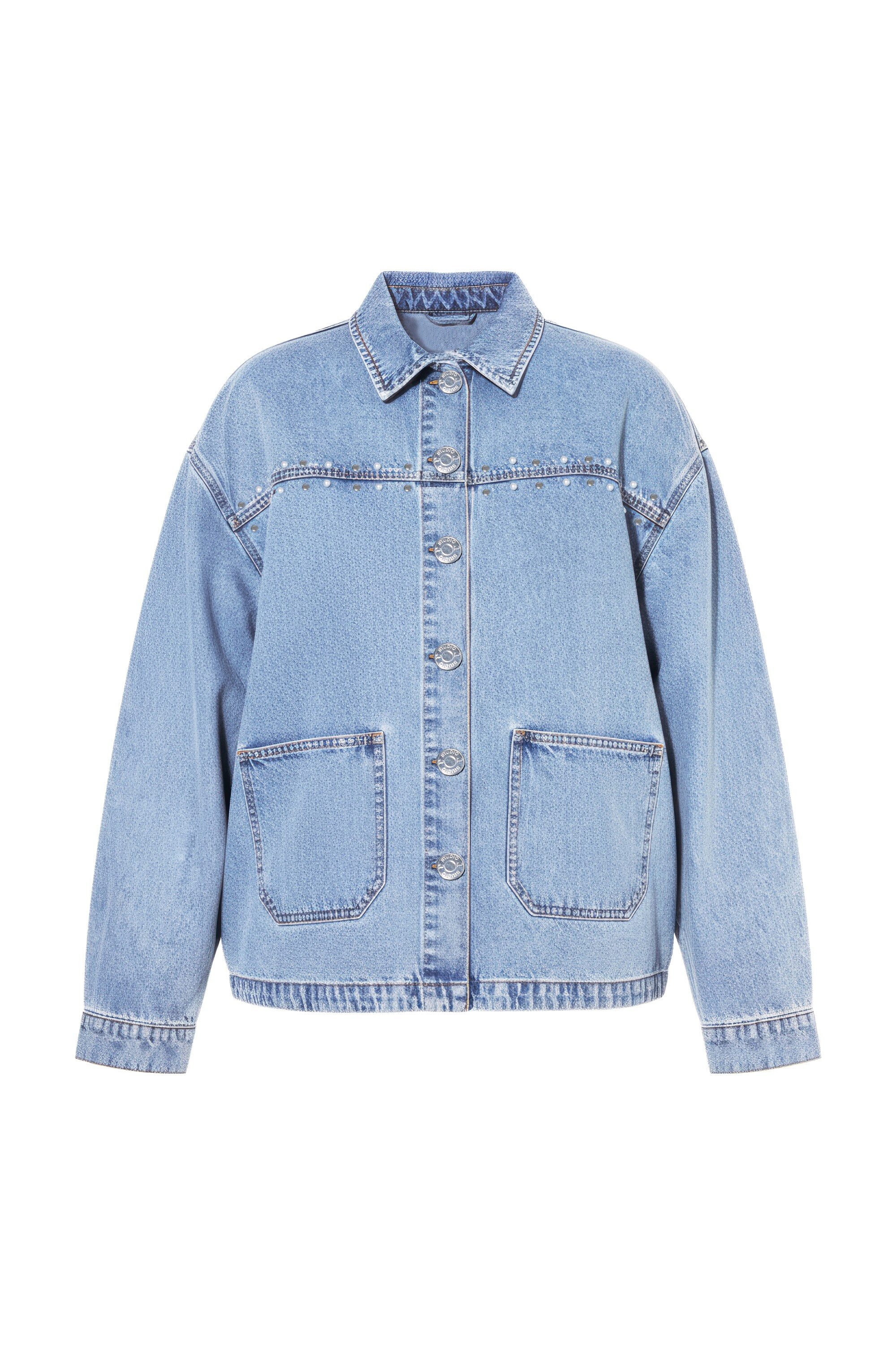 Studio Untold Sommerjacke Jeansjacke oversized Zierperlen Nieten günstig online kaufen