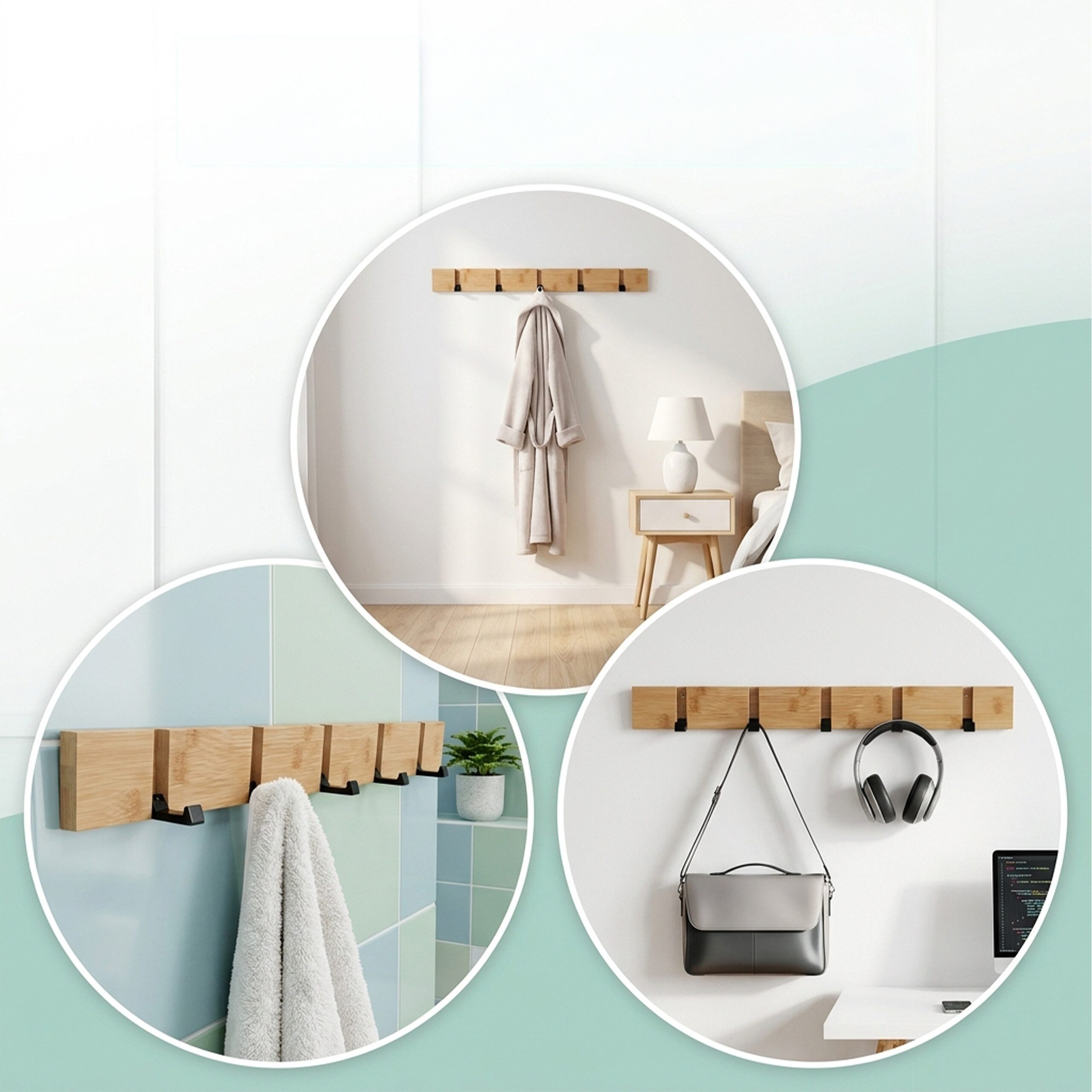 relaxdays Garderobenleiste mit klappbaren Hake, 5 Haken