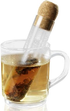 Maximex Teesieb, Borosilikatglas, (Set, 2-St), für losen Tee, Kräuter, Früchte, inkl. Korkverschluss mit Armomaschutz