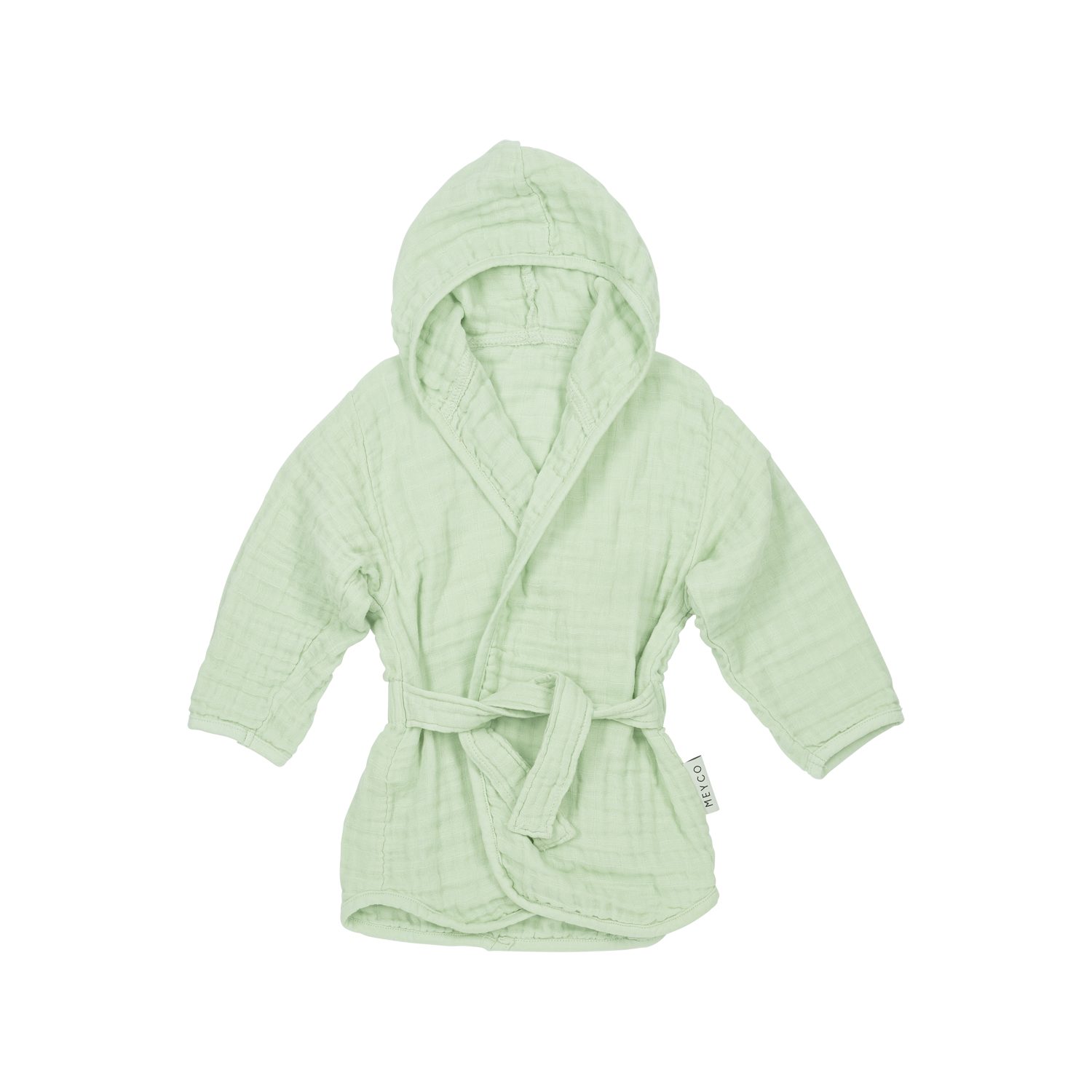 Meyco Baby Babybademantel Soft Green, Baumwolle, Seil/Bändchen, 74/80