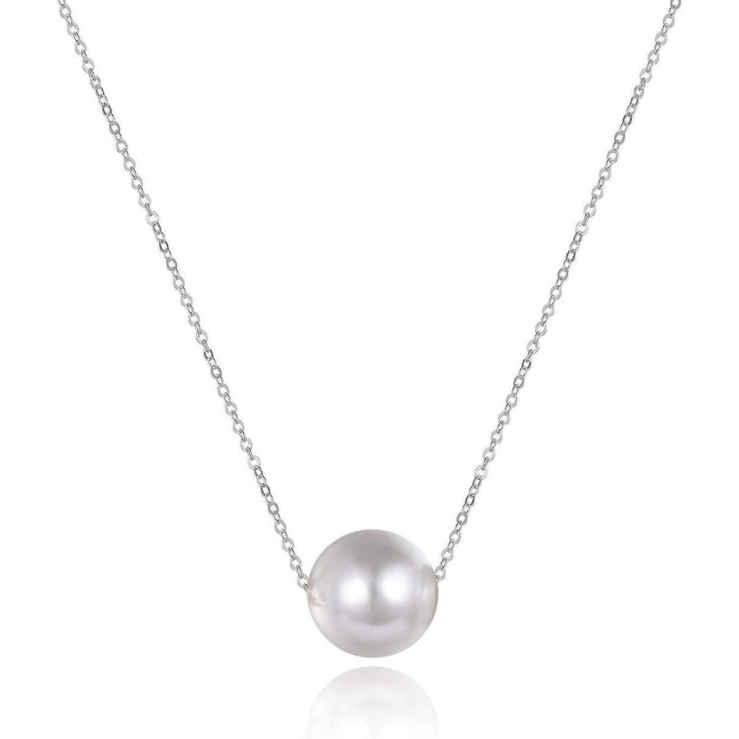 LuxusKollektion Perlenkette Sterling Silber Perle Choker Halskette 8mm Süßwasser Zuchtperlen