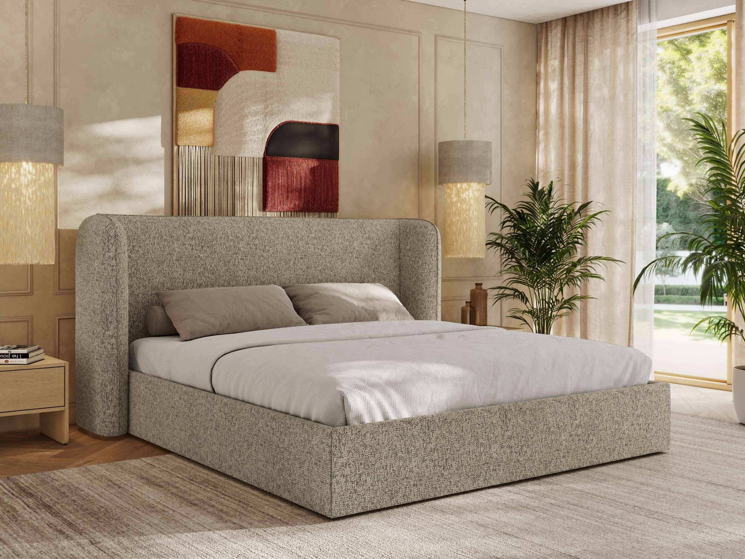 MKS MÖBEL Polsterbett EMORA CLASSIC (Bett, Doppelbett mit Lattenrost, ohne/mit Matratze), Kopfteil 111 cm, 140-200 cm