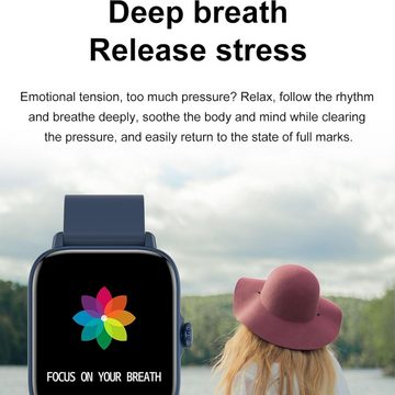 findtime Smartwatch (1,70 Zoll, Android, iOS), mit Herzfrequenzmonitor,Schlaf,Schrittzähler,Kalorien, WasserdichtIP67