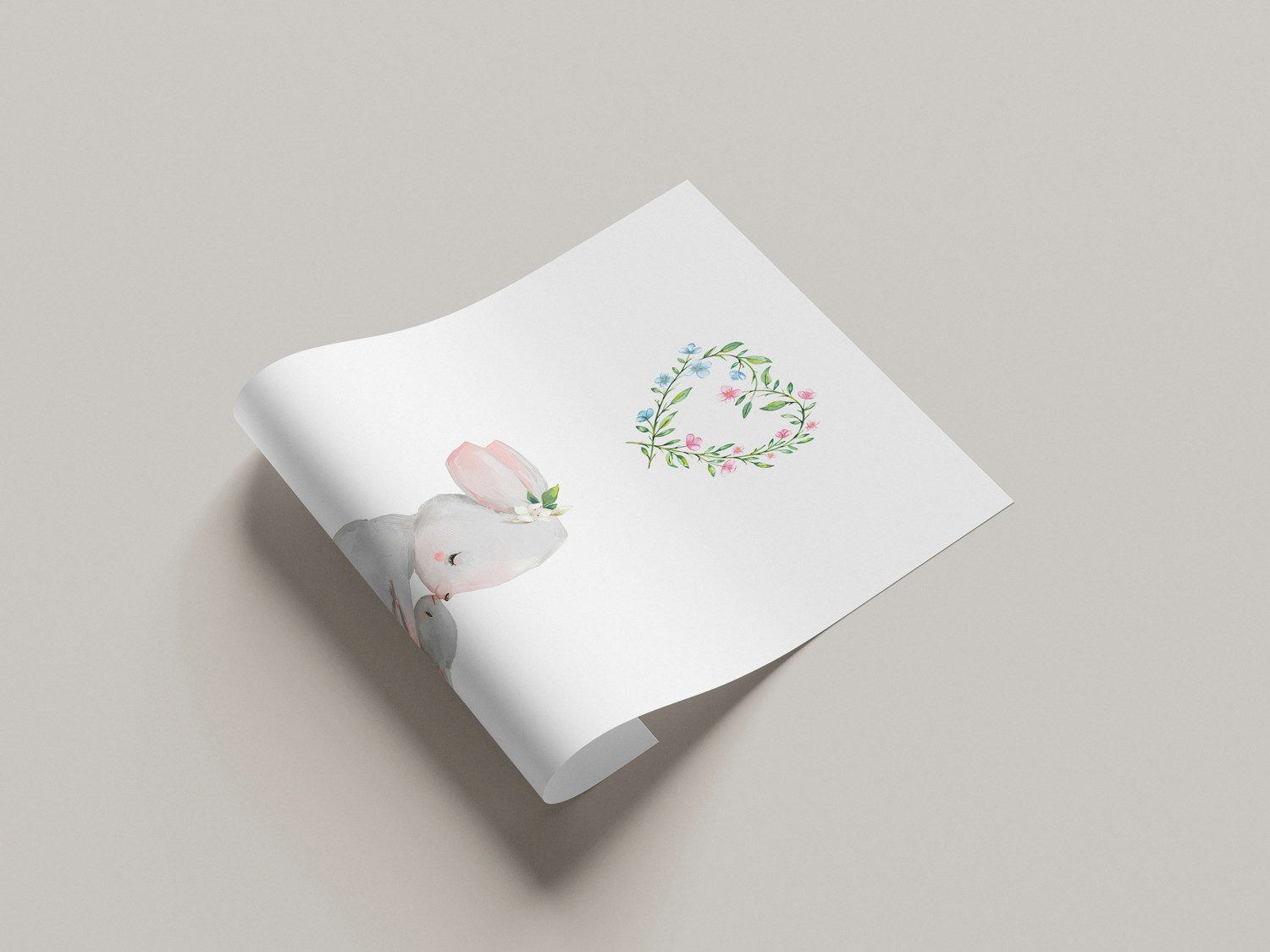 Lüttenhütt Bild mit Rahmen oder Poster, Großer Hase und Hasenkind mit Herz, Fantasy, Hase, Hasen, Herz, Herzen, Tiere (1 St), HD Premium Druck