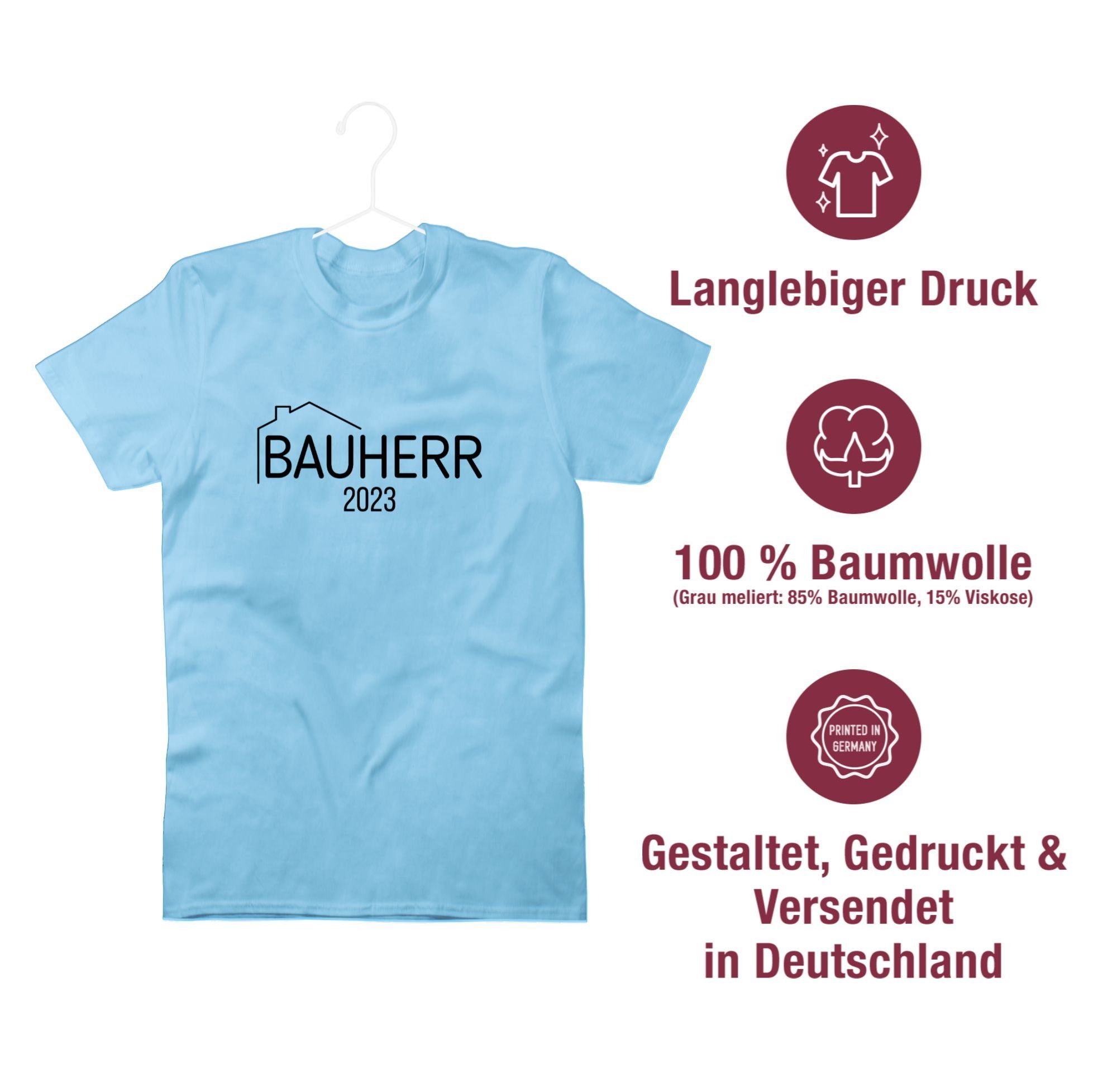 Shirtracer T-Shirt 2023 Bauherr 2 Hellblau Herren & Männer Geschenke