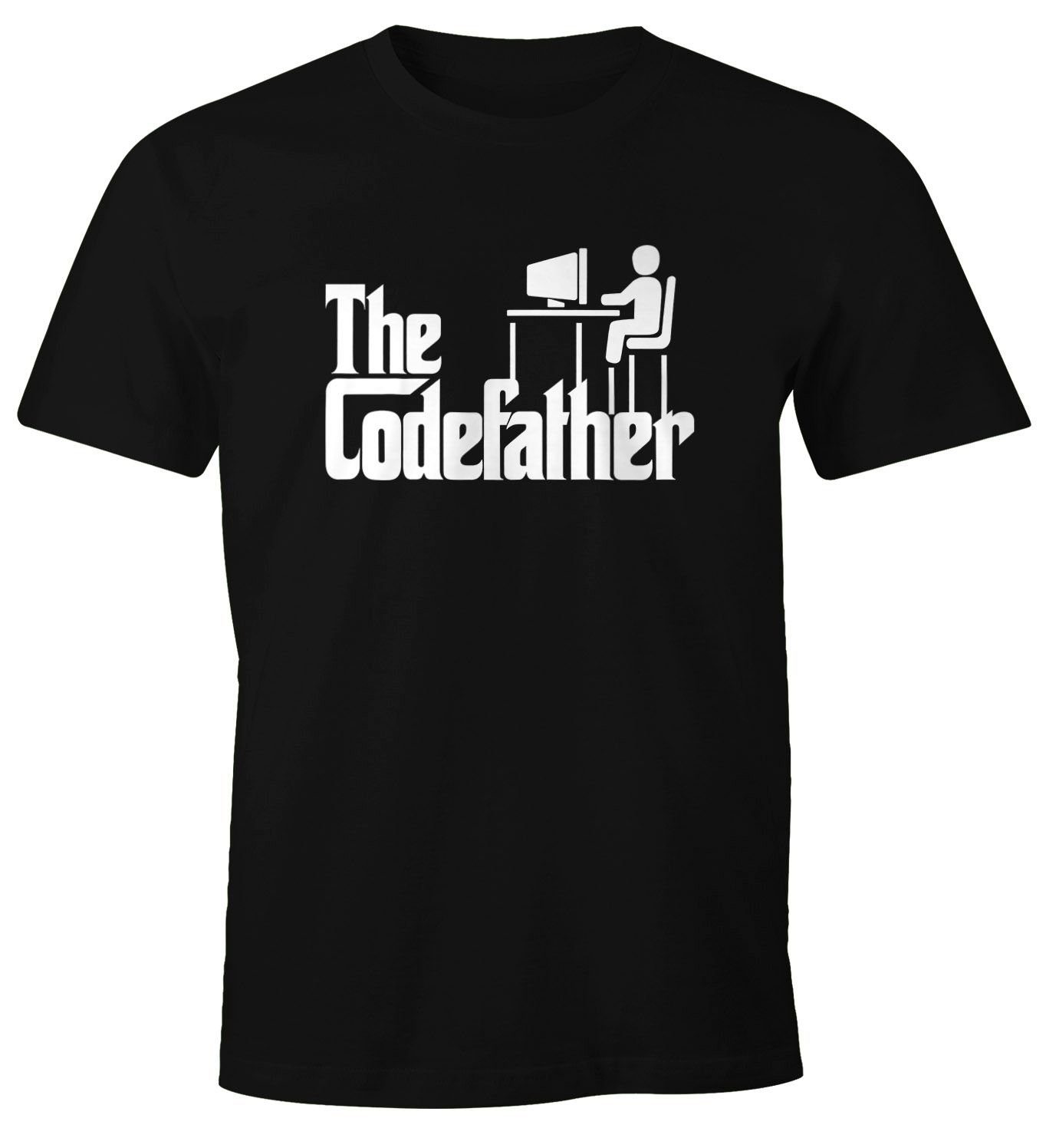 MoonWorks Print-Shirt Herren T-Shirt The Codefather Programmierer IT Informatiker Coder Geschenk Fun-Shirt Moonworks® mit Print | T-Shirts