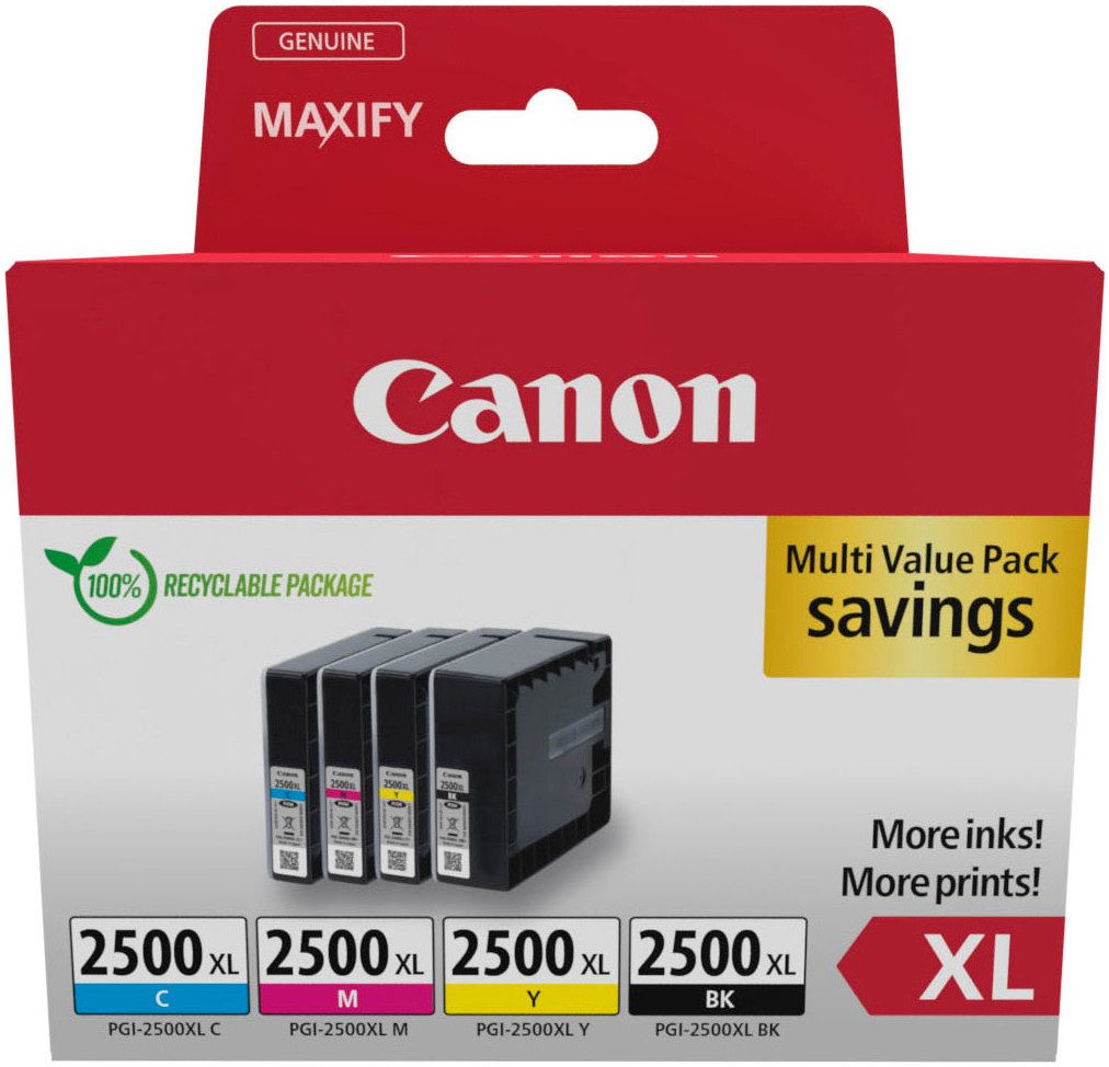 Canon PGI-2500XL Multipack BK/C/M/Y Tinte mit hoher Reichweite Tintenpatrone