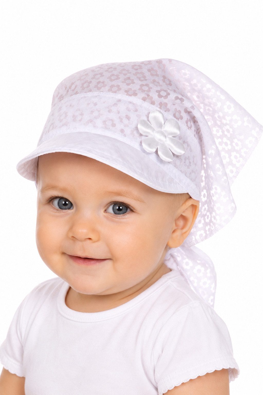 La Bortini Kopftuch Kopftuch für Baby und Kinder in Weiß Bandana Tuch Schirmmütze, leicht, sommerlich, Dreieckstuch zum Binden, one size