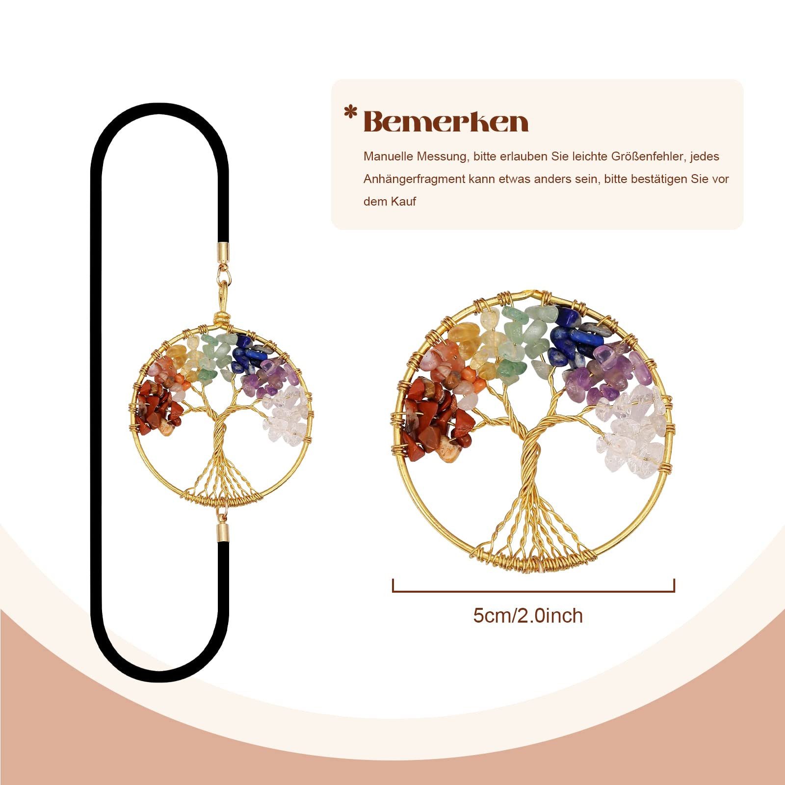 FOUORTUNATE-BEE Lesezeichen Elastisches Lesezeichen Set 2tlg – Kristall Metall Buchmarker, Handgefertigtes Glücks-Lesezeichen mit Baum Motiv