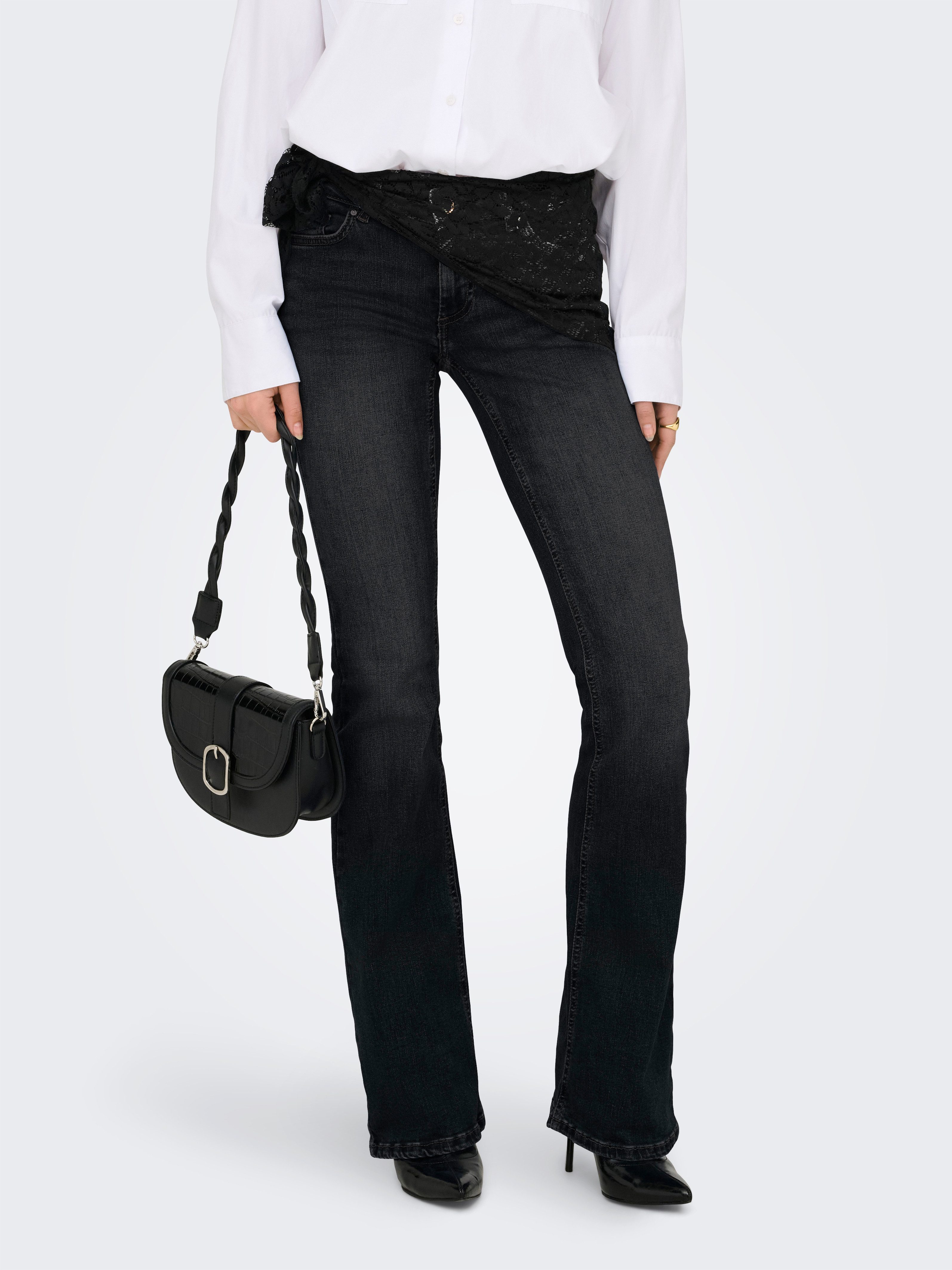 ONLY Bootcut-Jeans ONLBLUSH – Bootcut-Jeans mit niedriger Leibhöhe und Stretch Baumwollmischung, bootcut fit
