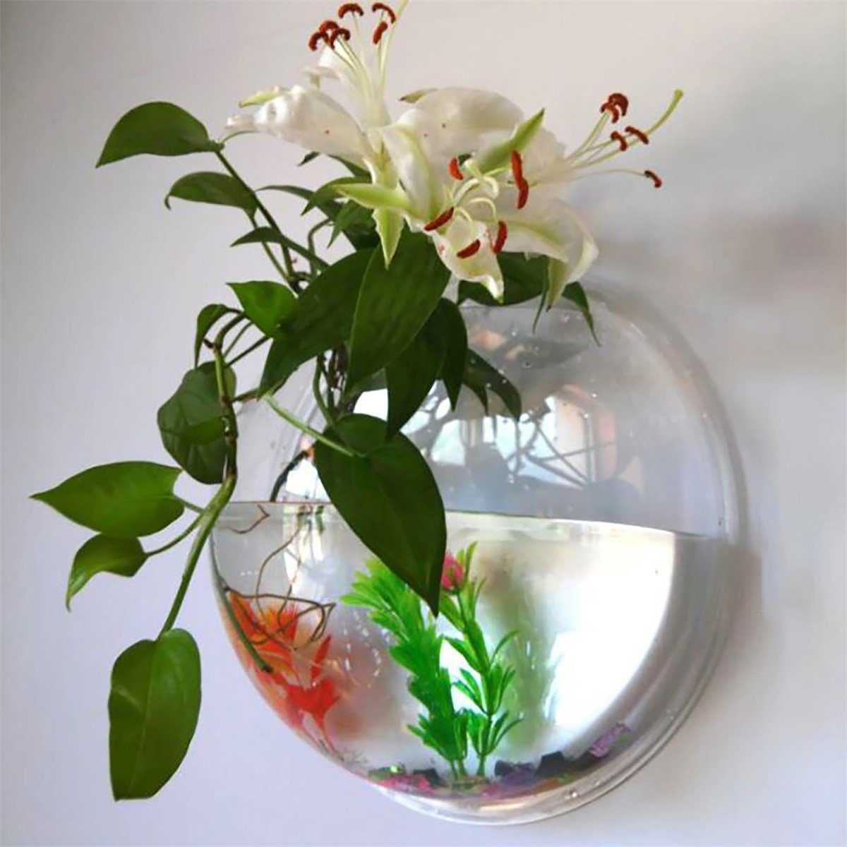 Rutaqian Aquariumunterschrank Wandmontiertes Aquarium Fischschale, Mirror hängende für Aquarien Garten,Büro