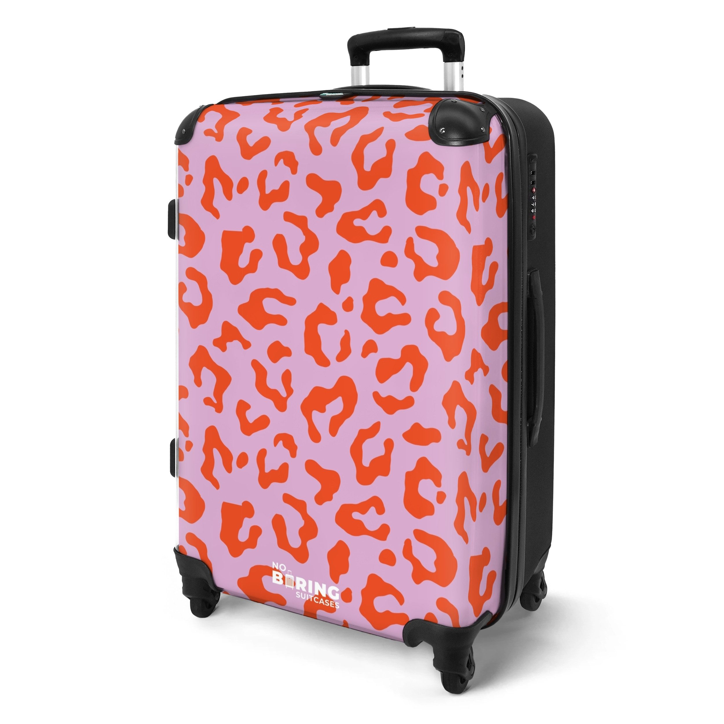 NoBoringSuitcases.com© Hartschalen-Trolley Rosa mit rotem Panther-Aufdruck günstig online kaufen