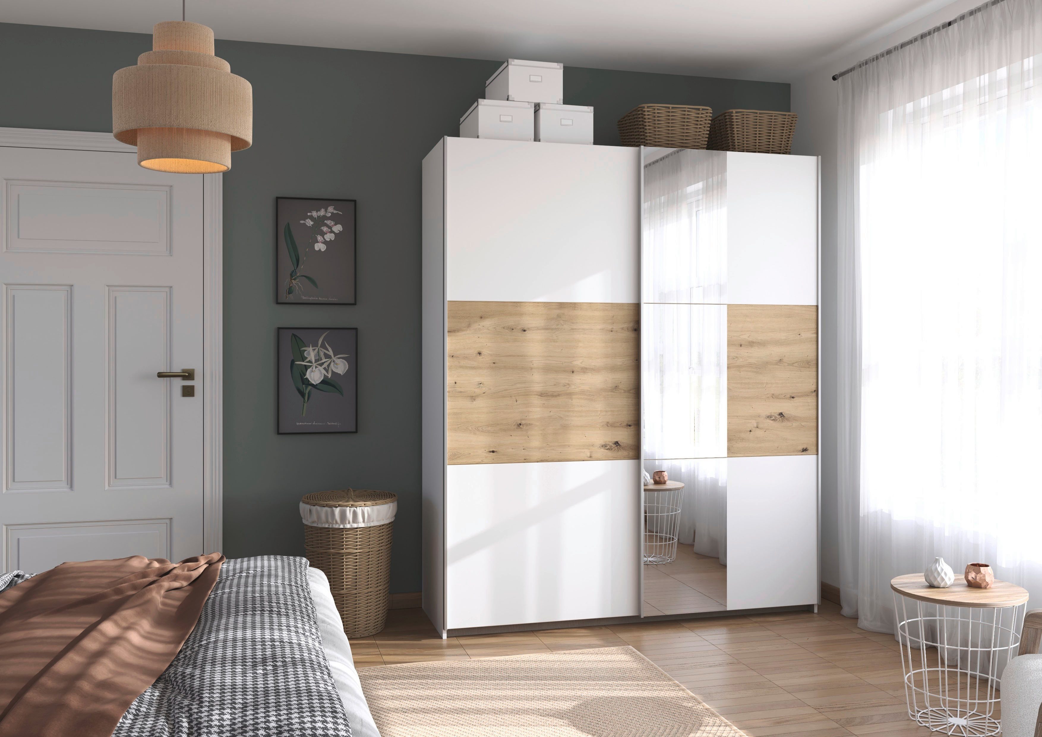 rauch Schwebetürenschrank Kleiderschrank Schrank Garderobe TOPSELLER ASTANA (3 Ausstattungen BASIC/CLASSIC/PREMIUM (inkl. SOFT-CLOSE-FUNKTION) mit 3 Spiegelelementen, Metallgriffleisten alufarbig MADE IN GERMANY