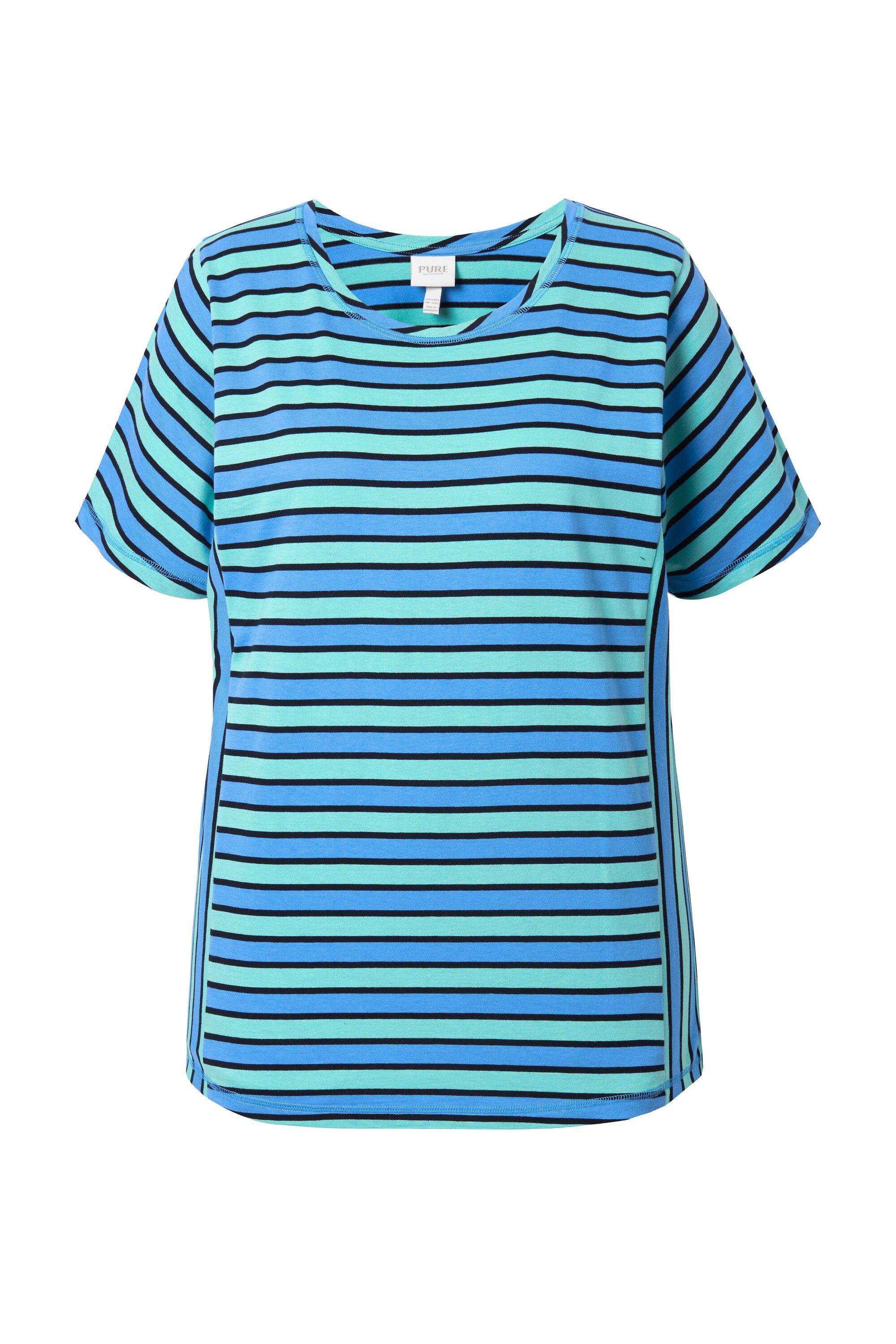 Ulla Popken T-Shirt T-Shirt Streifenmix Rundhals günstig online kaufen