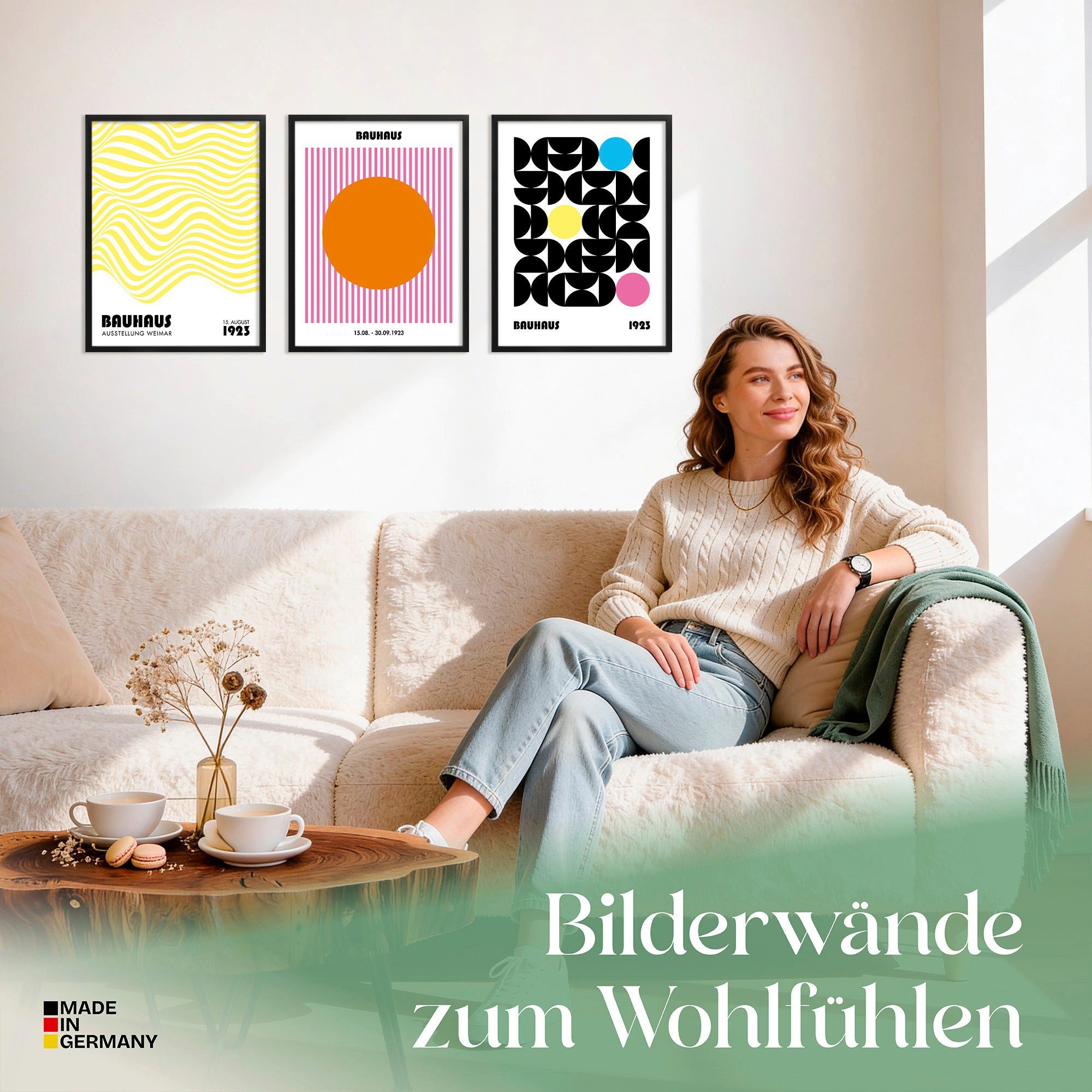 ARTFAVES Bilder-Collage Poster Set Bauhaus Geometrie 3 I mehrteilige Bilderwand I Wandbilder B, (Wandbilder modern, 3 St)