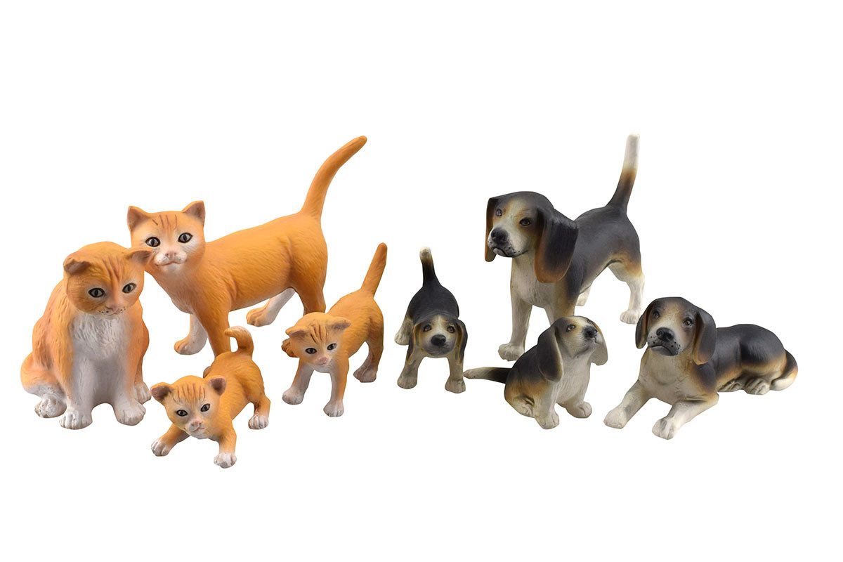 GOWI Spielfigur Hunde & Katzen Familie, (8-tlg)
