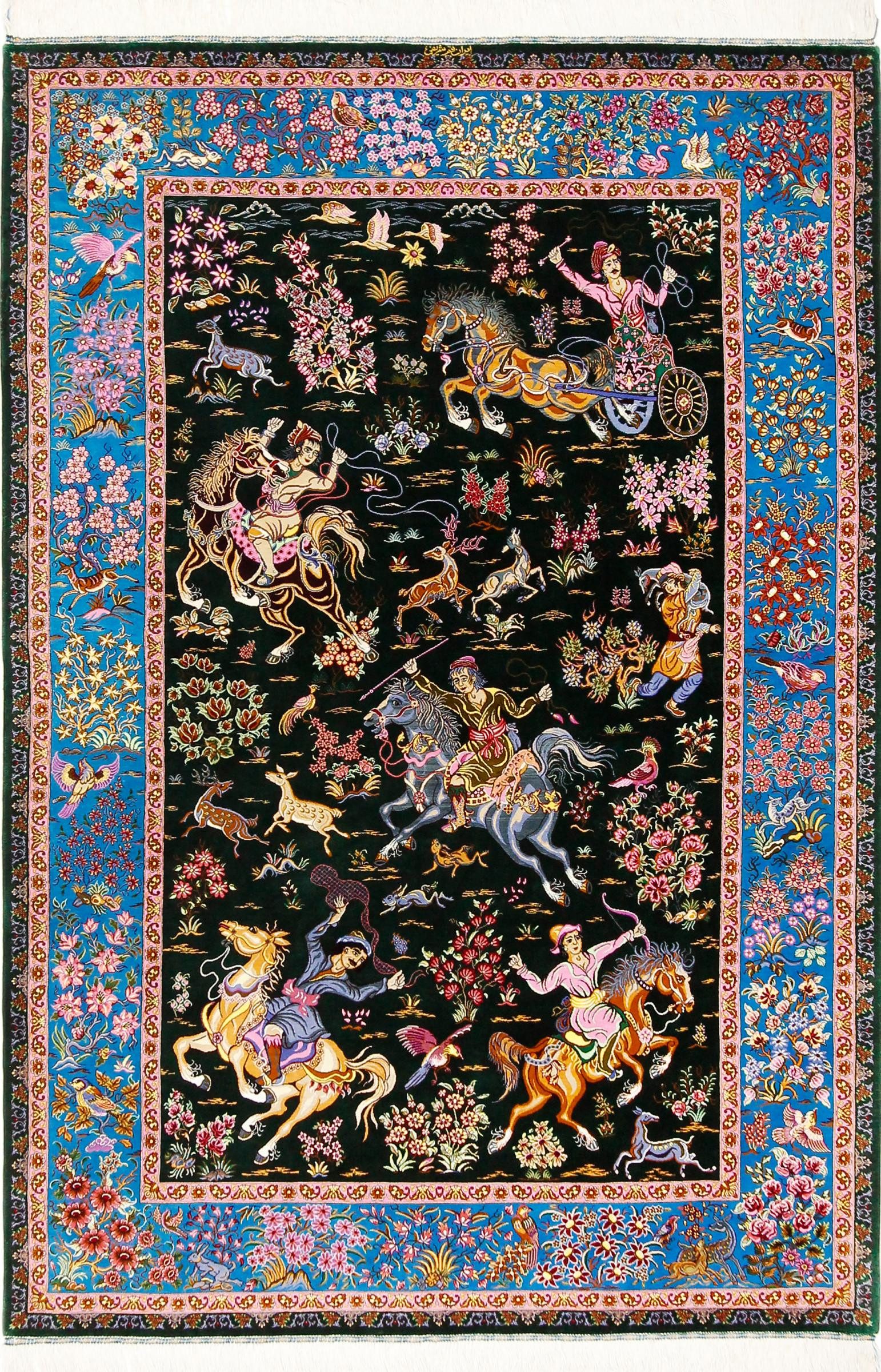 Nain Trading Seidenteppich Ghom Seide Sharifi 137x205 Handgeknüpfter Orientteppich, rechteckig, Höhe: 4 mm