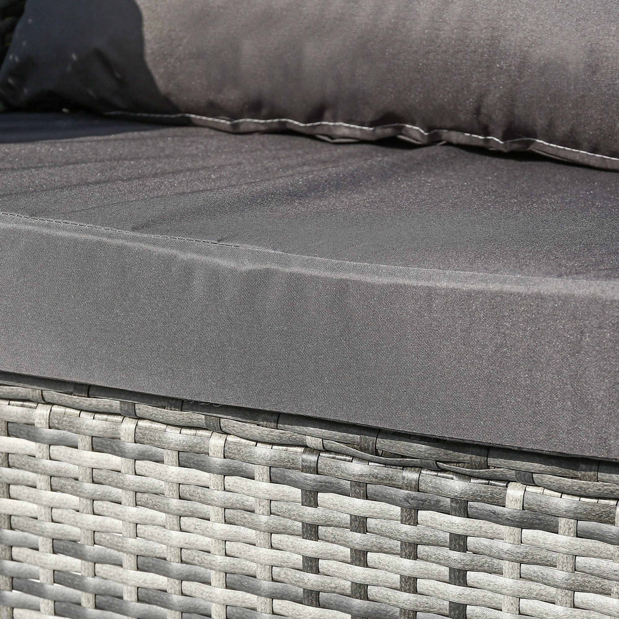 Gartenlounge-Set, (5-tlg., Gartenmöbel Set für 4 Personen), Polyrattan Sitzgruppe mit Garten-Sofa, Garten-Tisch und Hocker